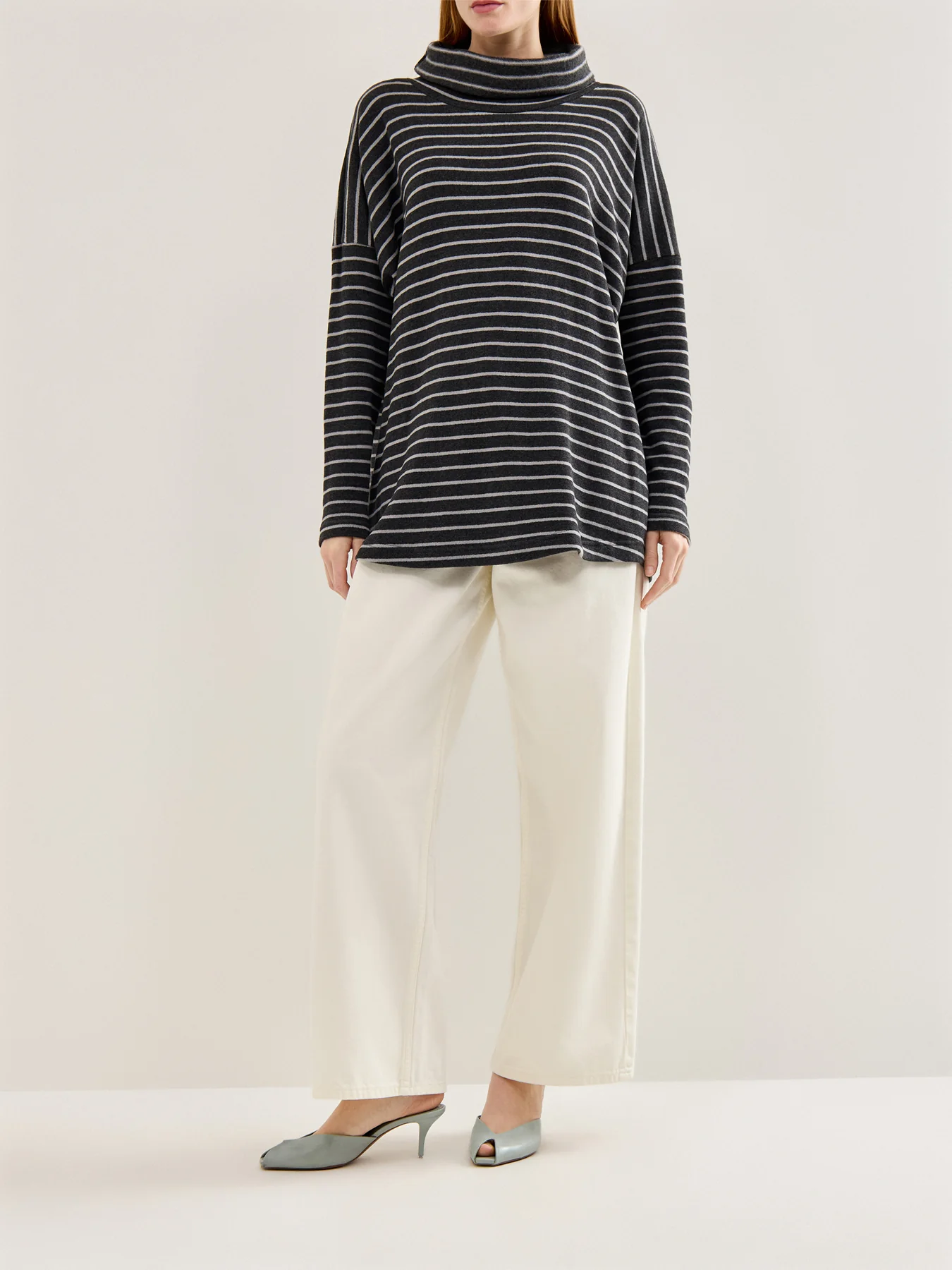 Stripe Roll Neck Jumper Grey - Image 2