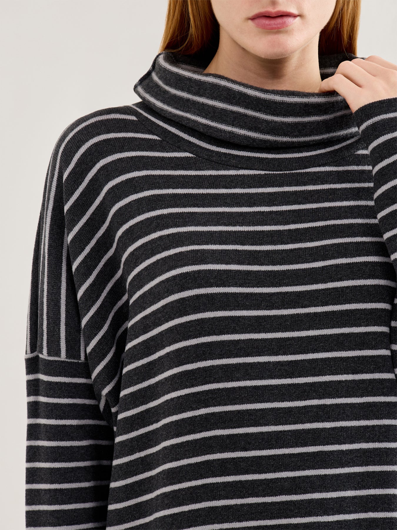 Stripe Roll Neck Jumper Grey - Image 3