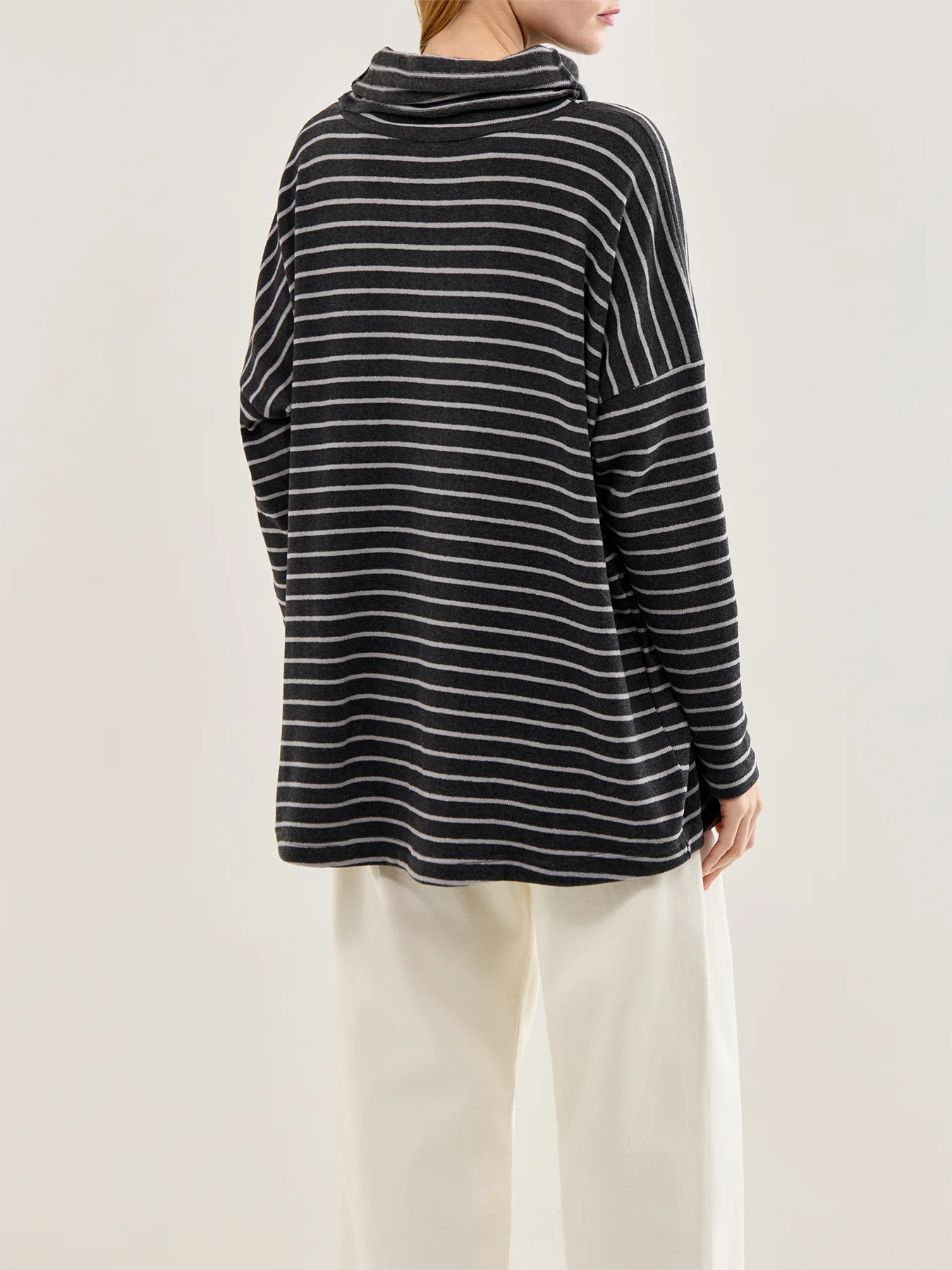 Stripe Roll Neck Jumper Grey - Image 5