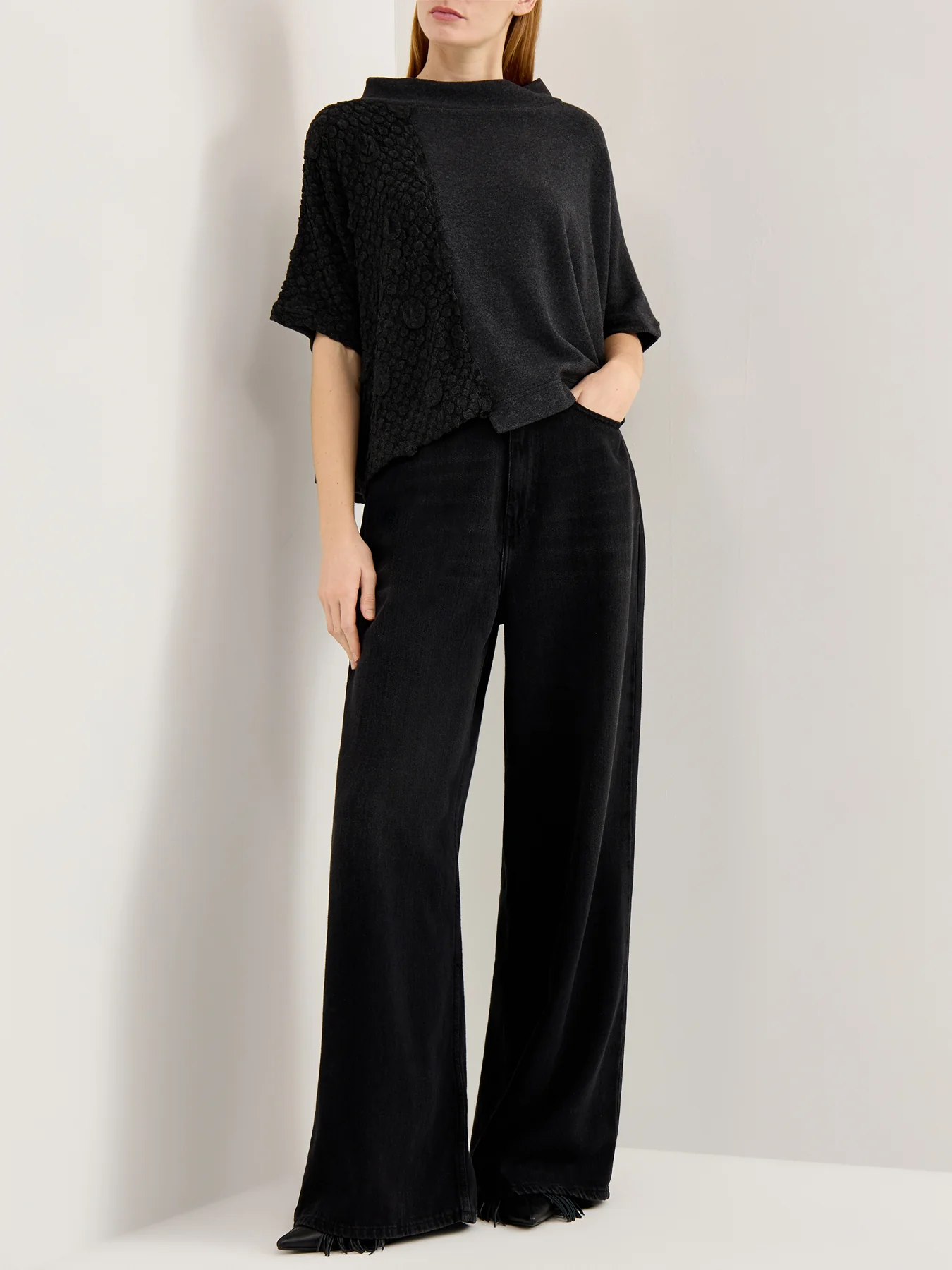 Textured Knit Jumper Charcoal - Image 2