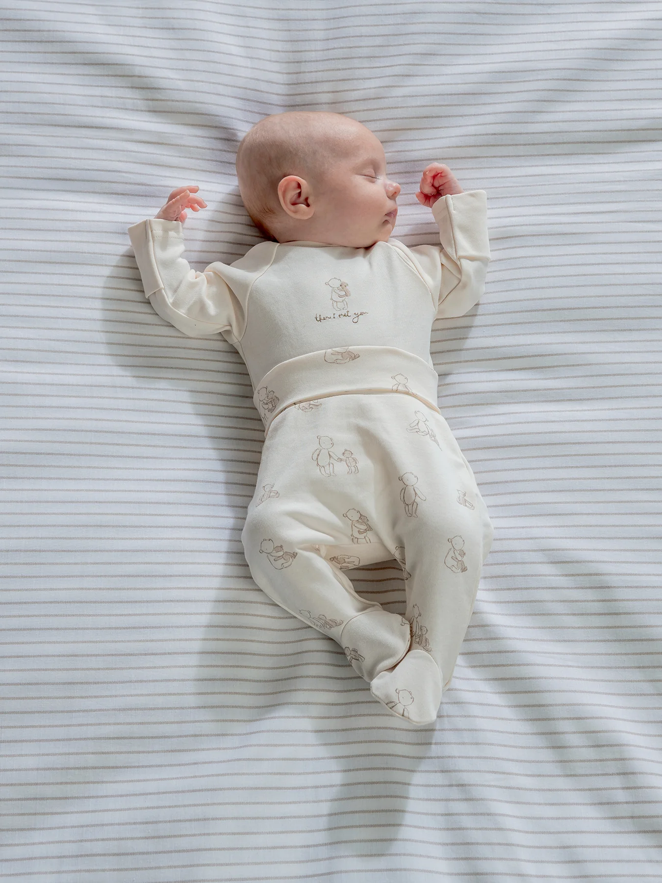 Baby Teddy Placement Bodysuit Set Cream - Image 3