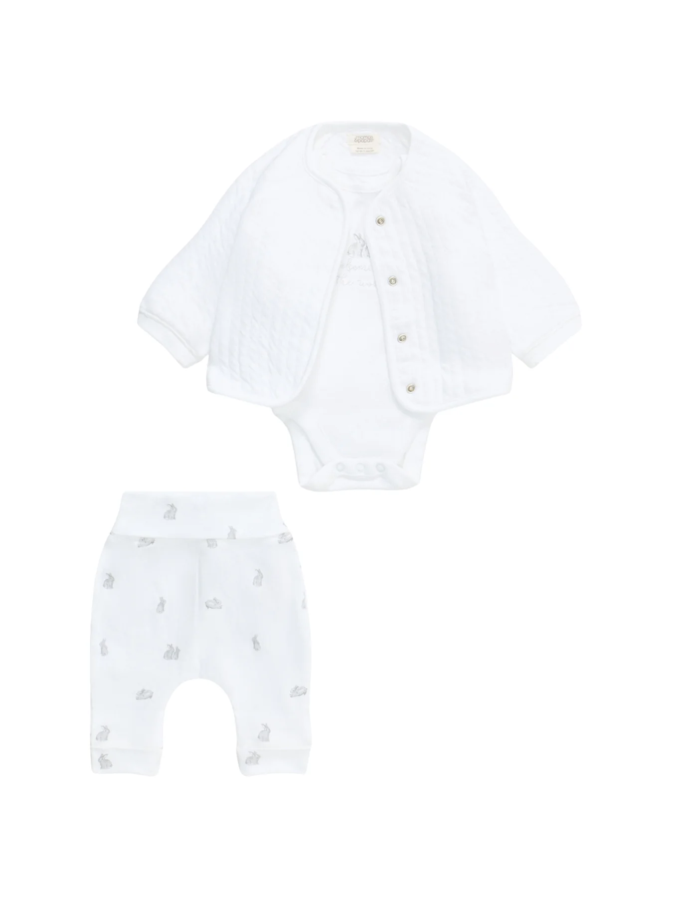 Baby Quilted Jacket Set White
