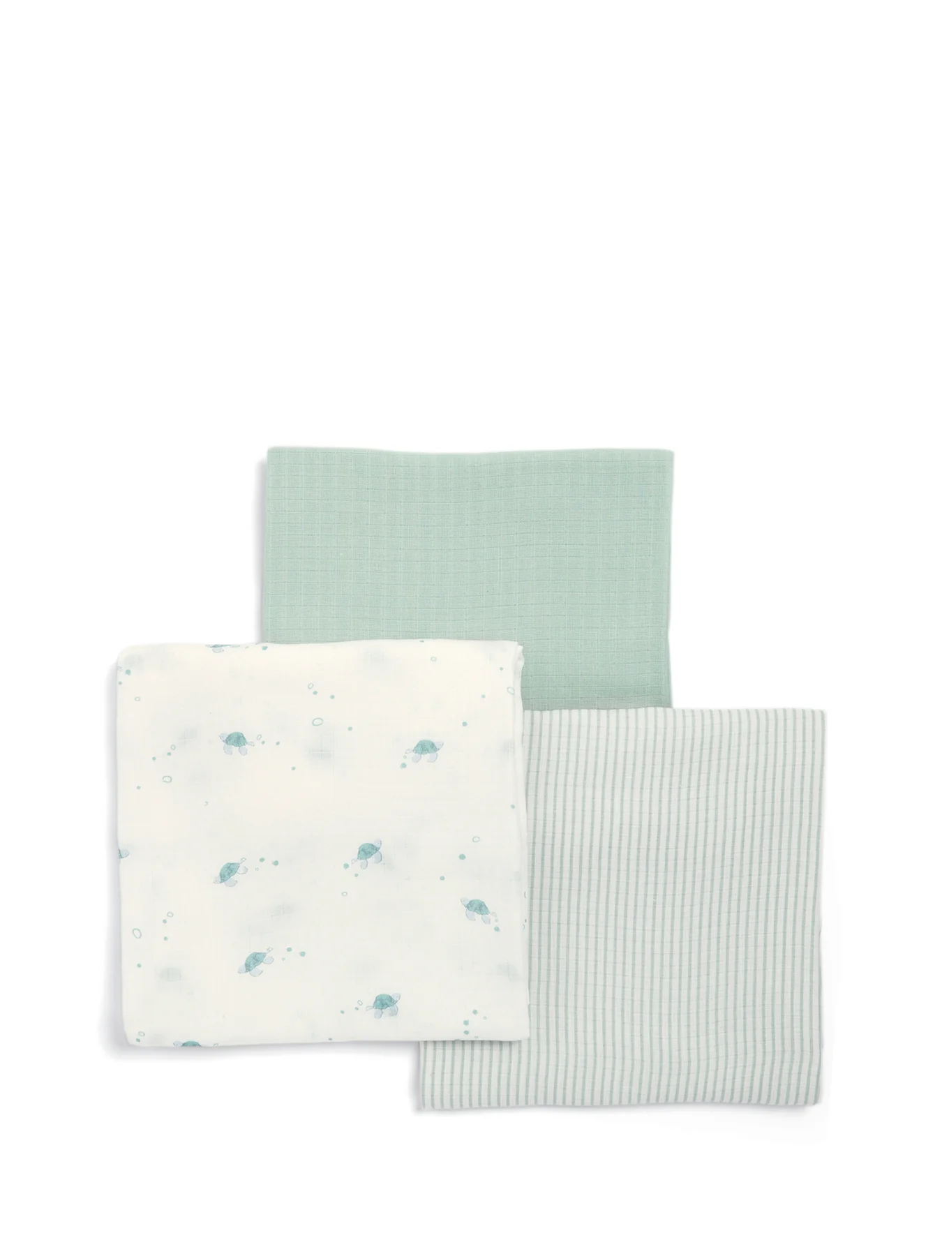 Muslin Squares 3 Pack Turtle Blue - Image 4