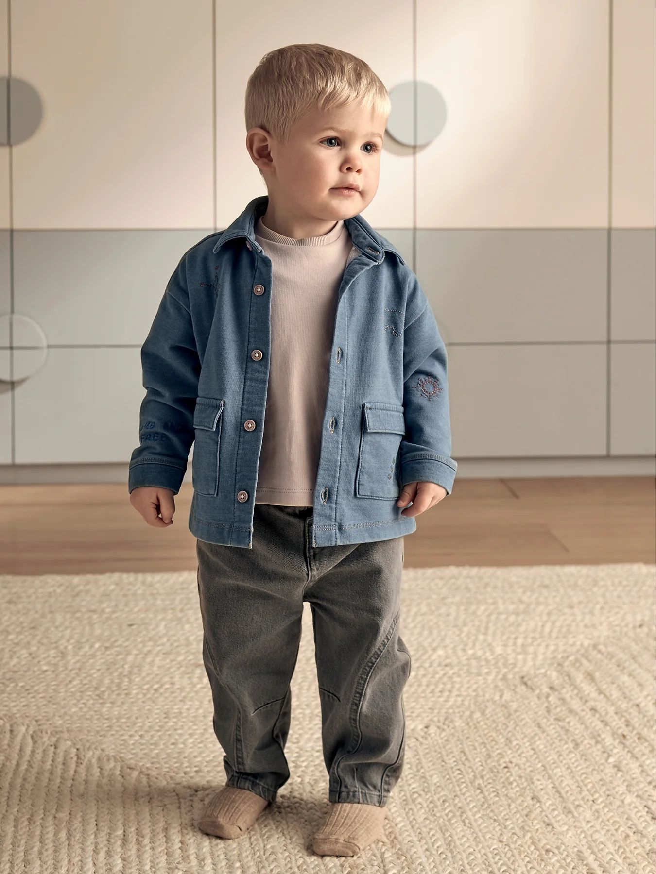 Baby Denim Shacket and T-Shirt Set Blue - Image 3