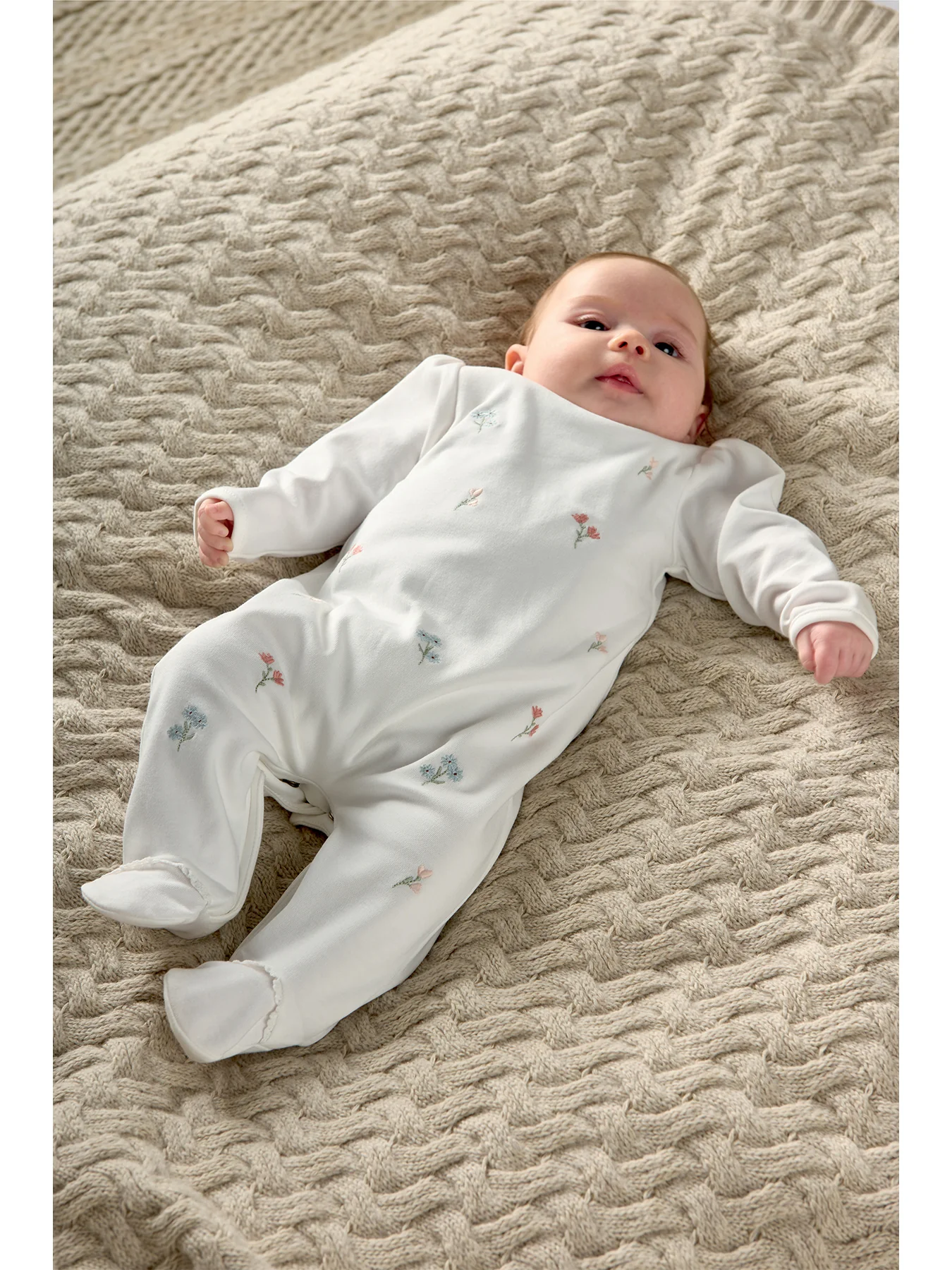 Baby Embroidered Flower All-In-One Pink - Image 3