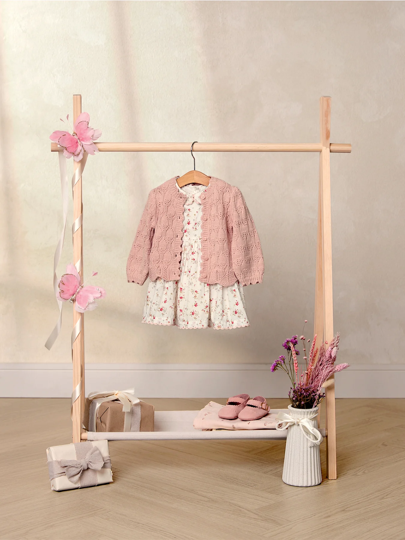 Baby Floral Dress Cream - Image 3