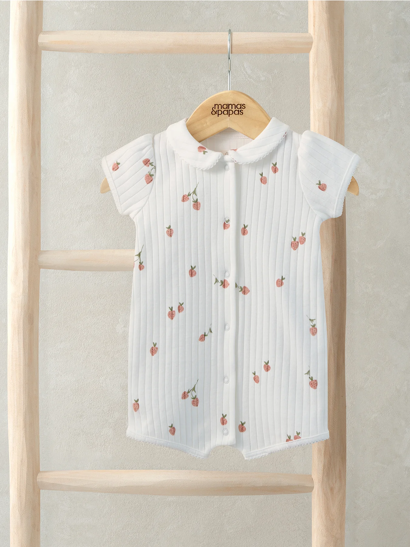 Baby Strawberry Short Romper Cream - Image 2