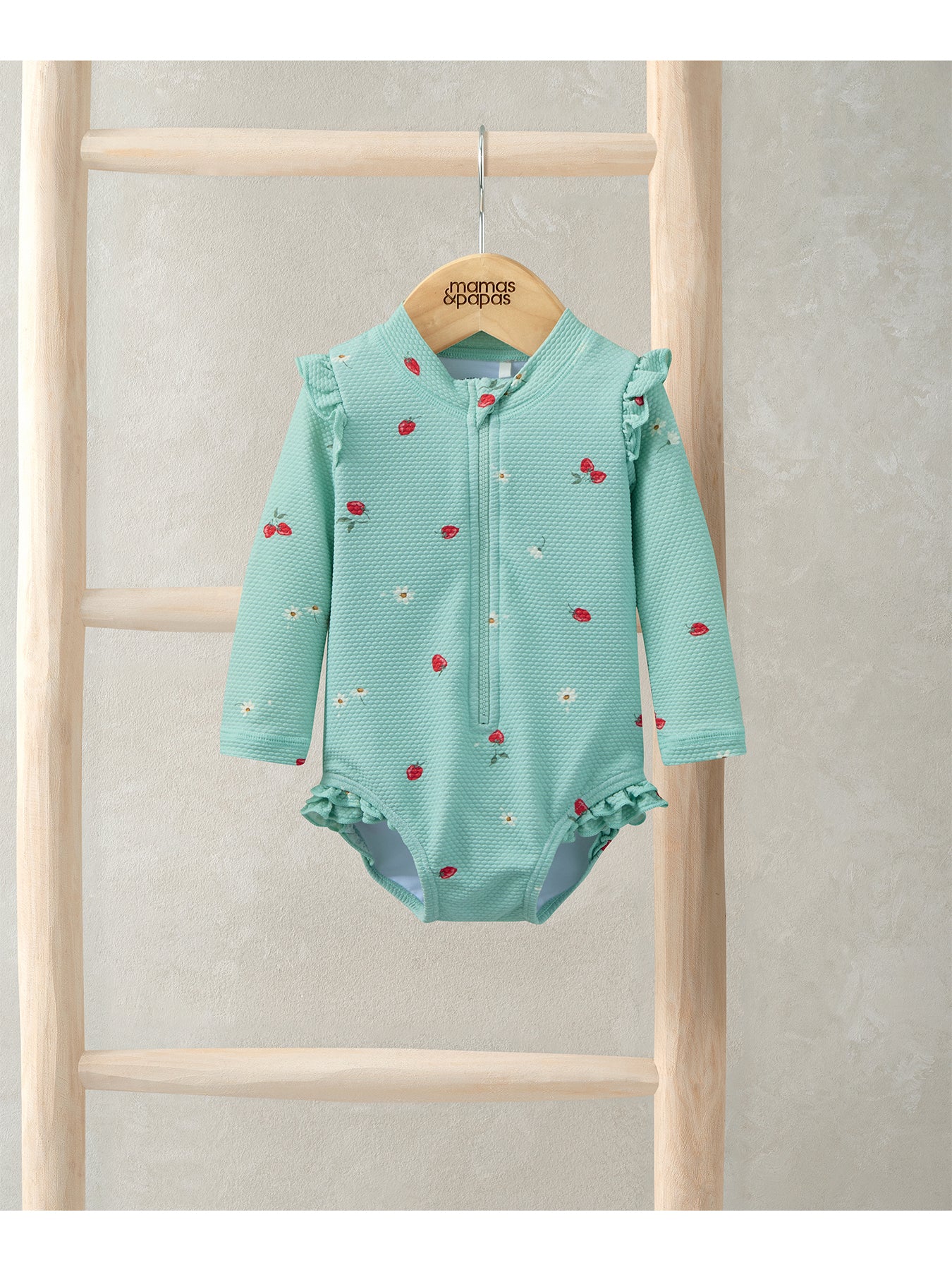Baby Strawberry Print Swimsuit Blue - Image 2