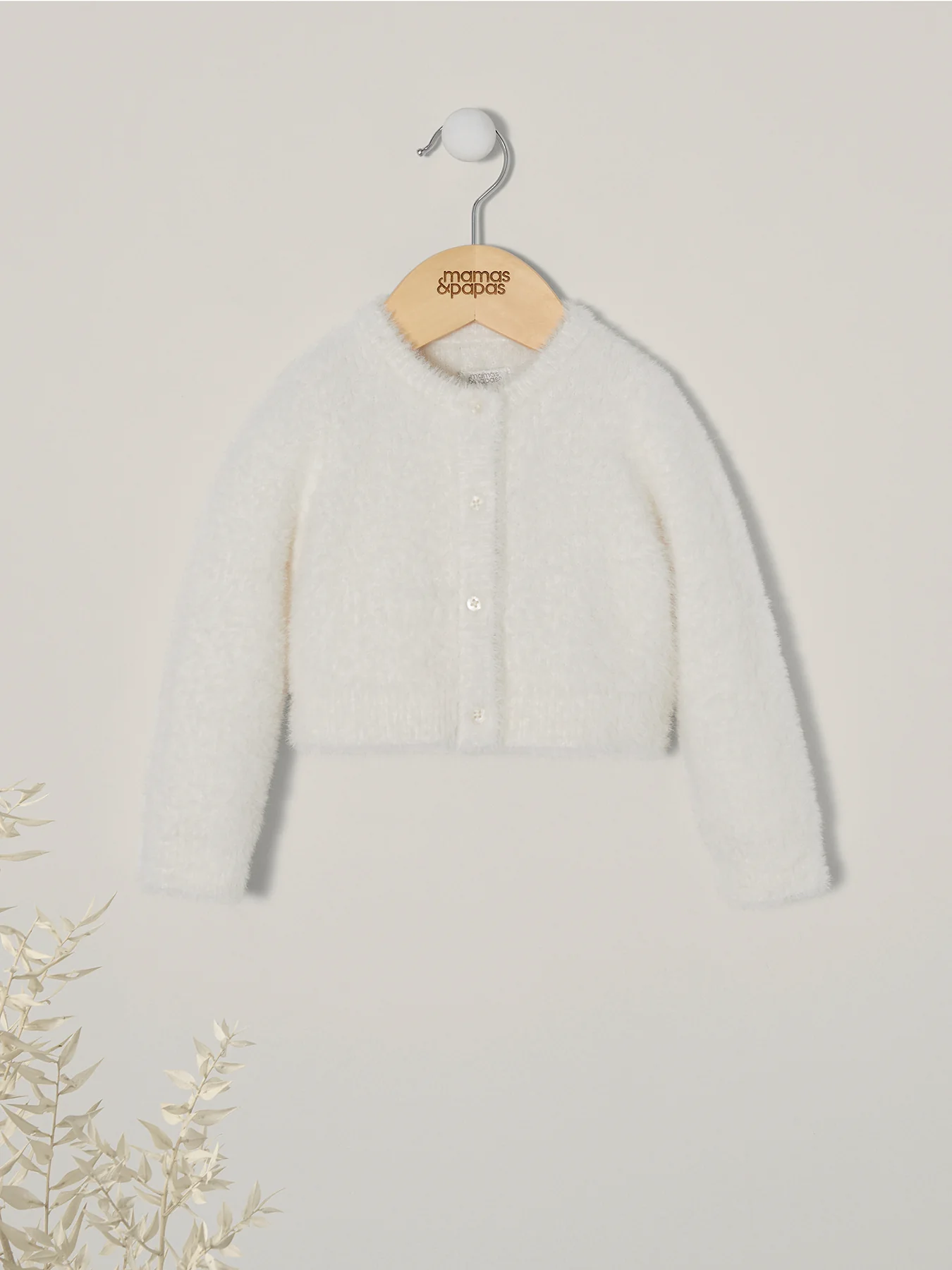 Baby Fluffy Cardigan Cream - Image 2