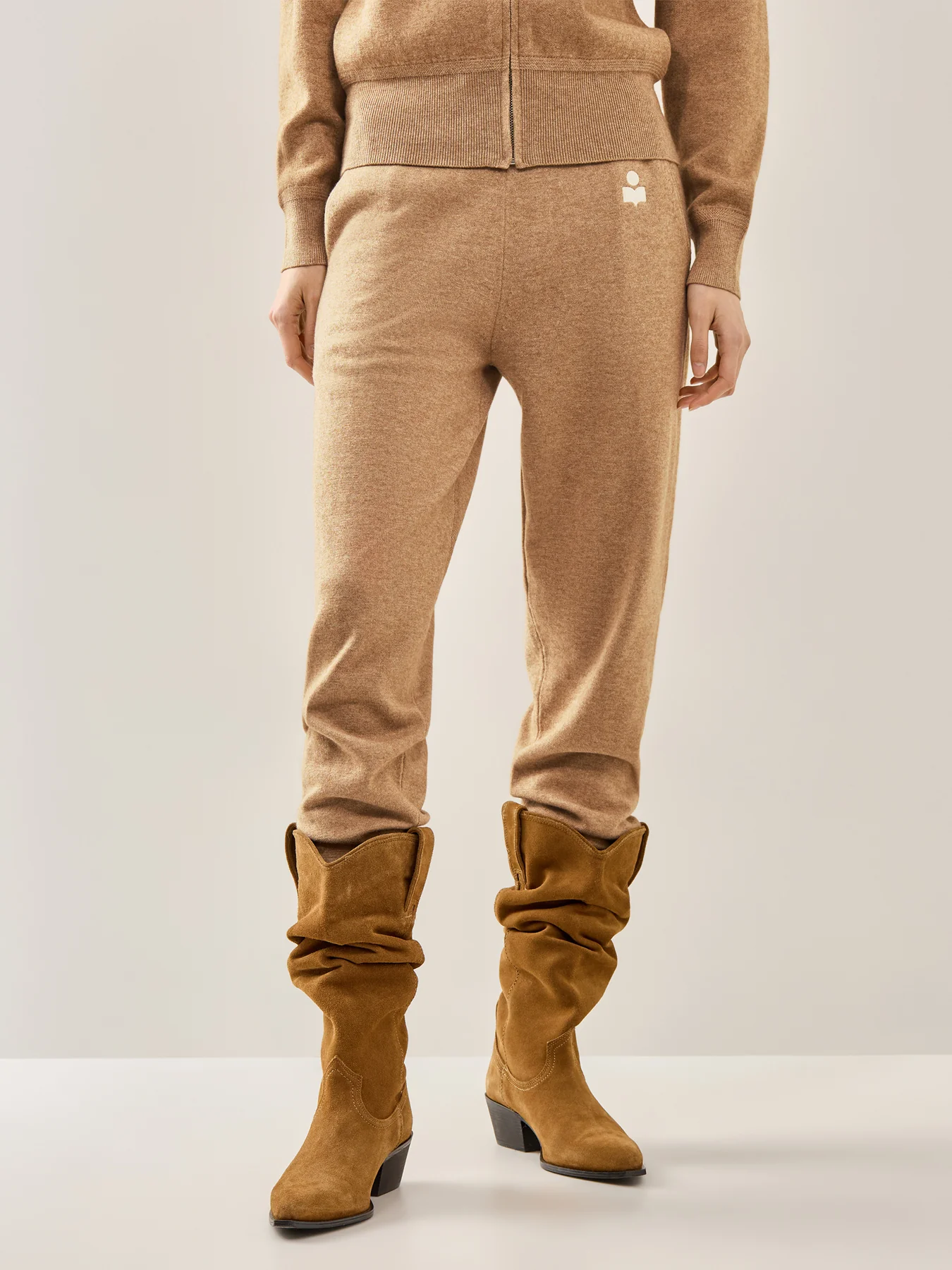 Kira Logo Knitted Sweatpants Grey Marl - Image 4