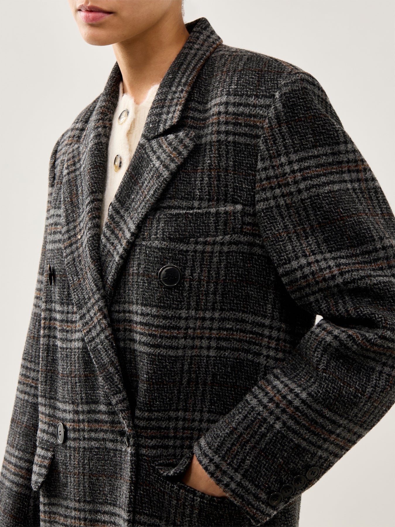Lexana Checked Coat Grey - Image 3
