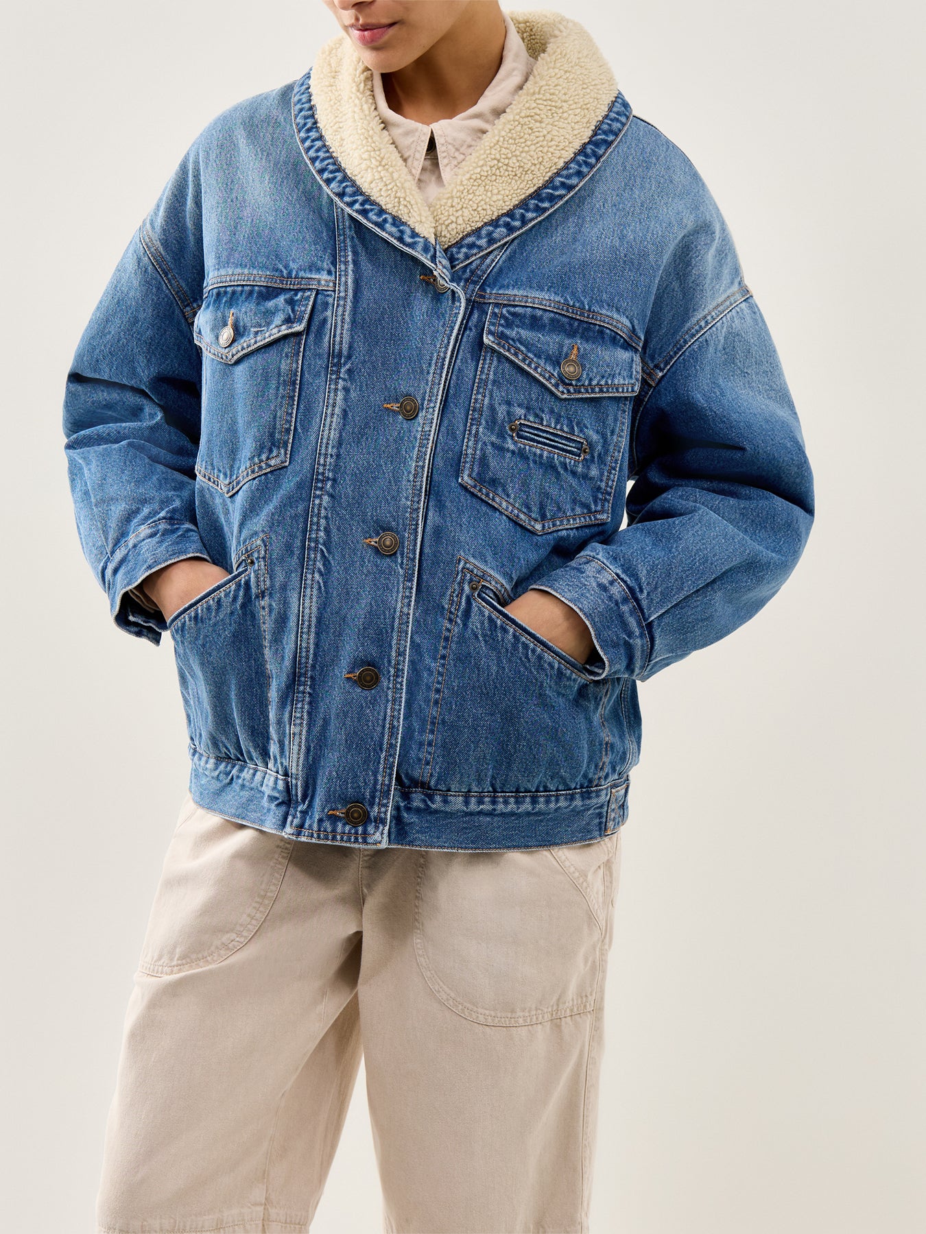 Pimia Oversized Denim Jacket Blue - Image 4