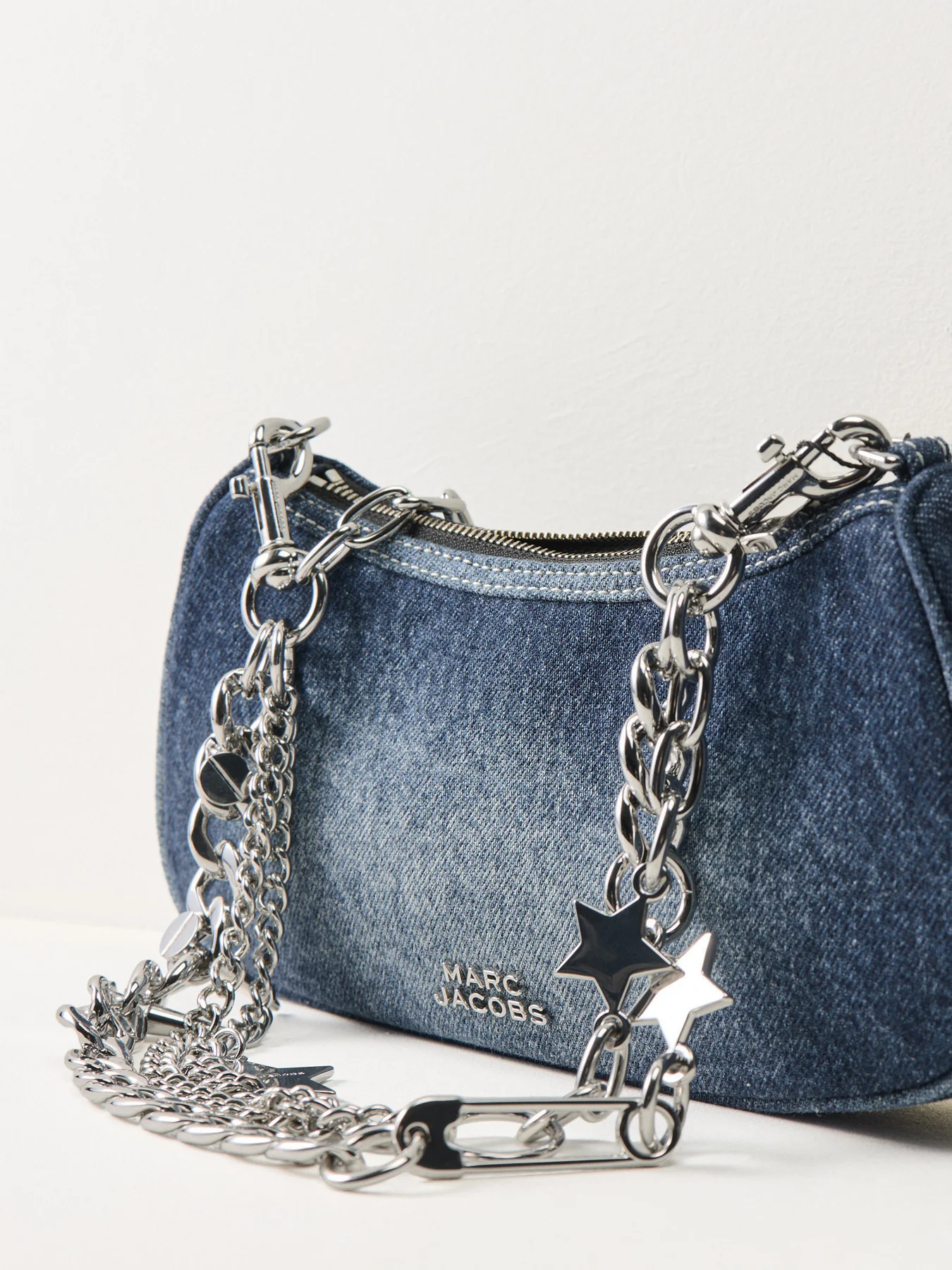 Denim Charm Shoulder Bag Blue - Image 5