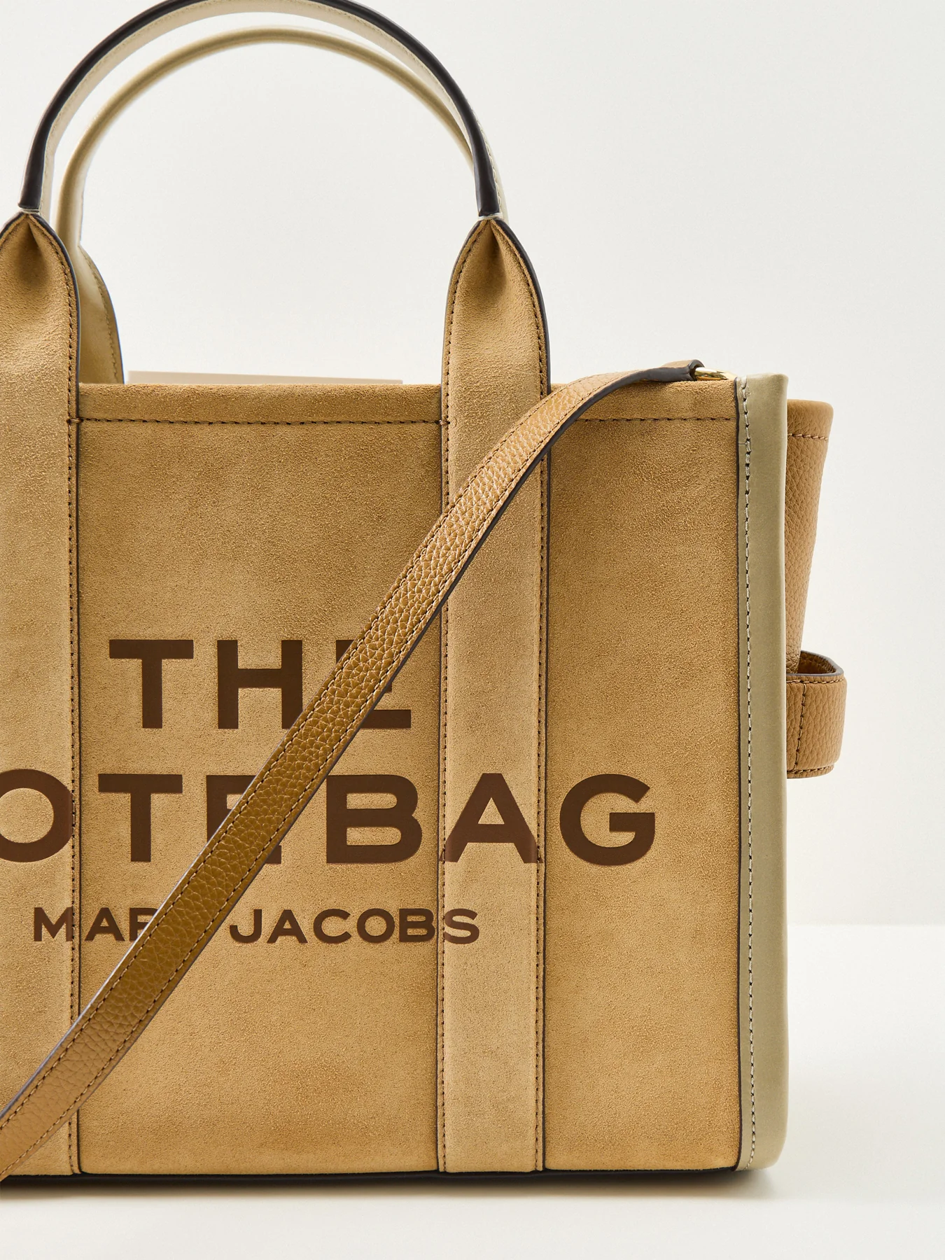 Medium Suede Tote Bag Tan - Image 5