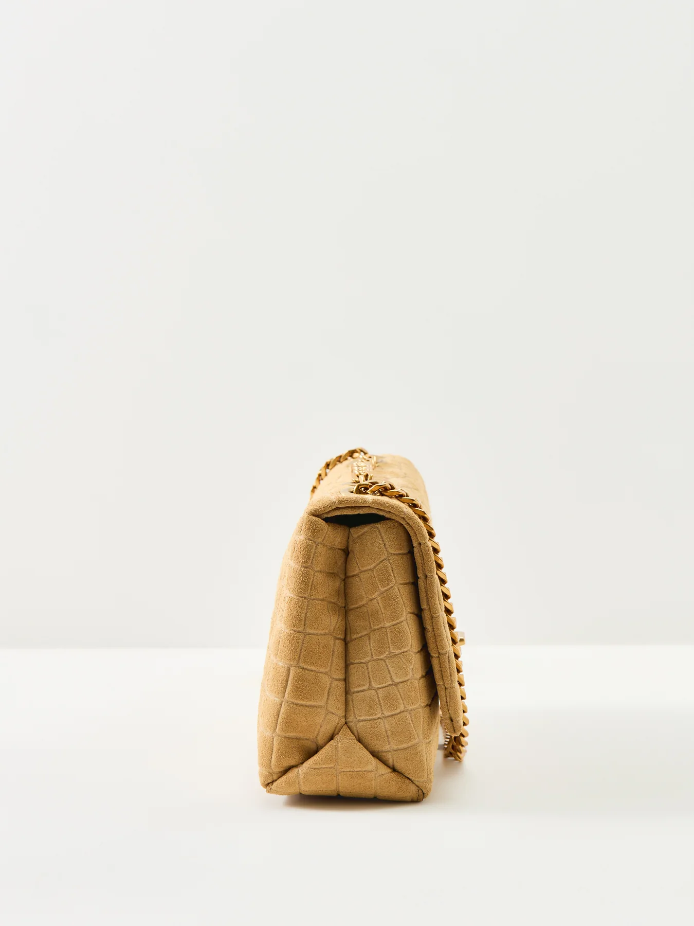 Slim Dual Chain Suede Shoulder Bag Tan - Image 4