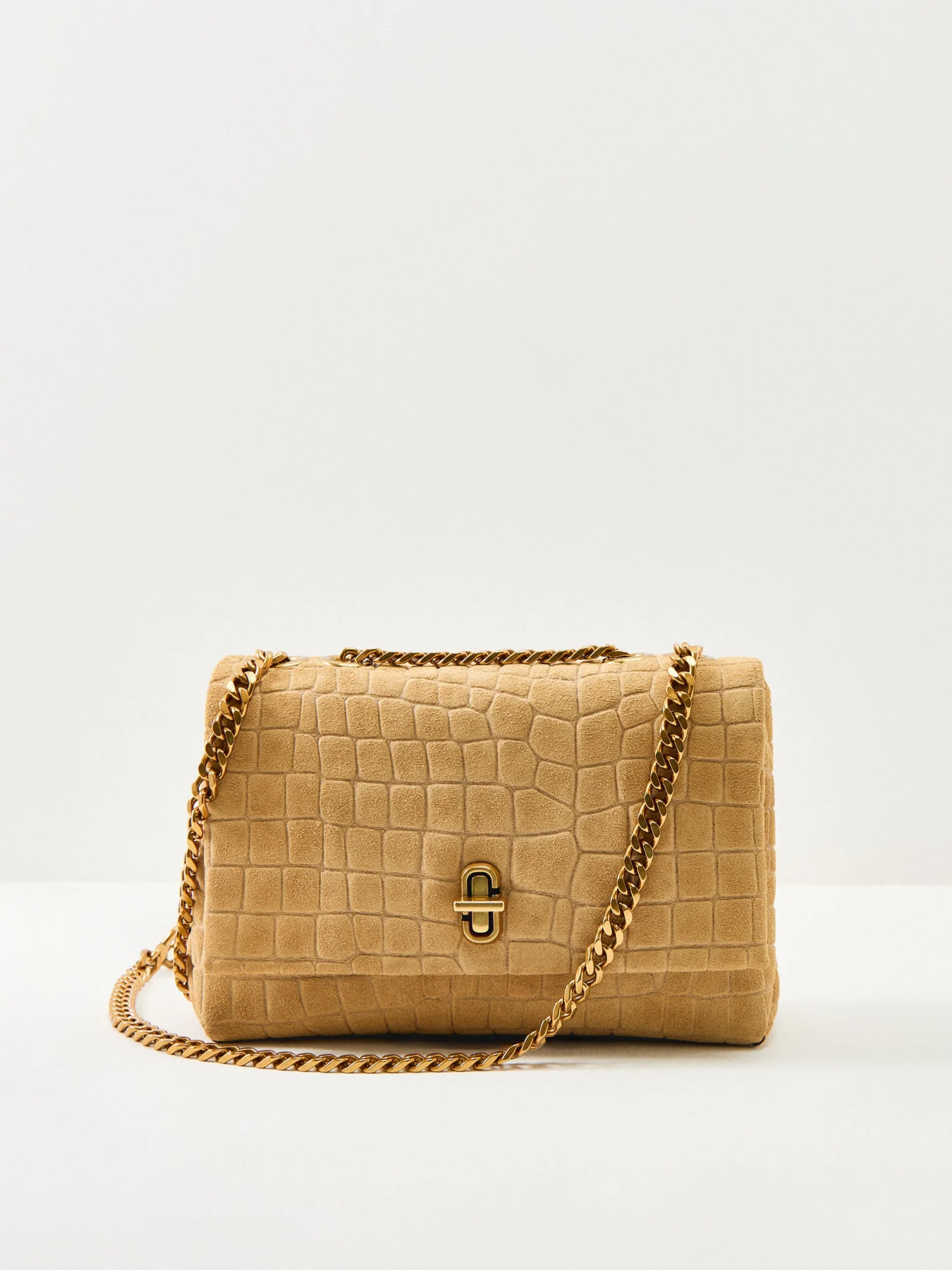 Slim Dual Chain Suede Shoulder Bag Tan - Image 6