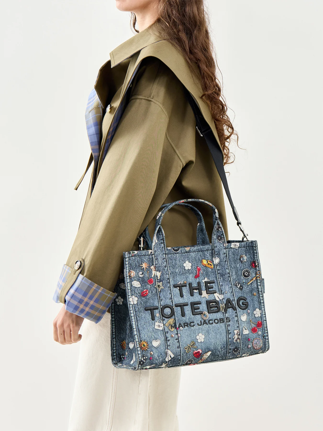 Trompe L’Oeil Trinket Canvas Medium Tote Bag Blue - Image 2