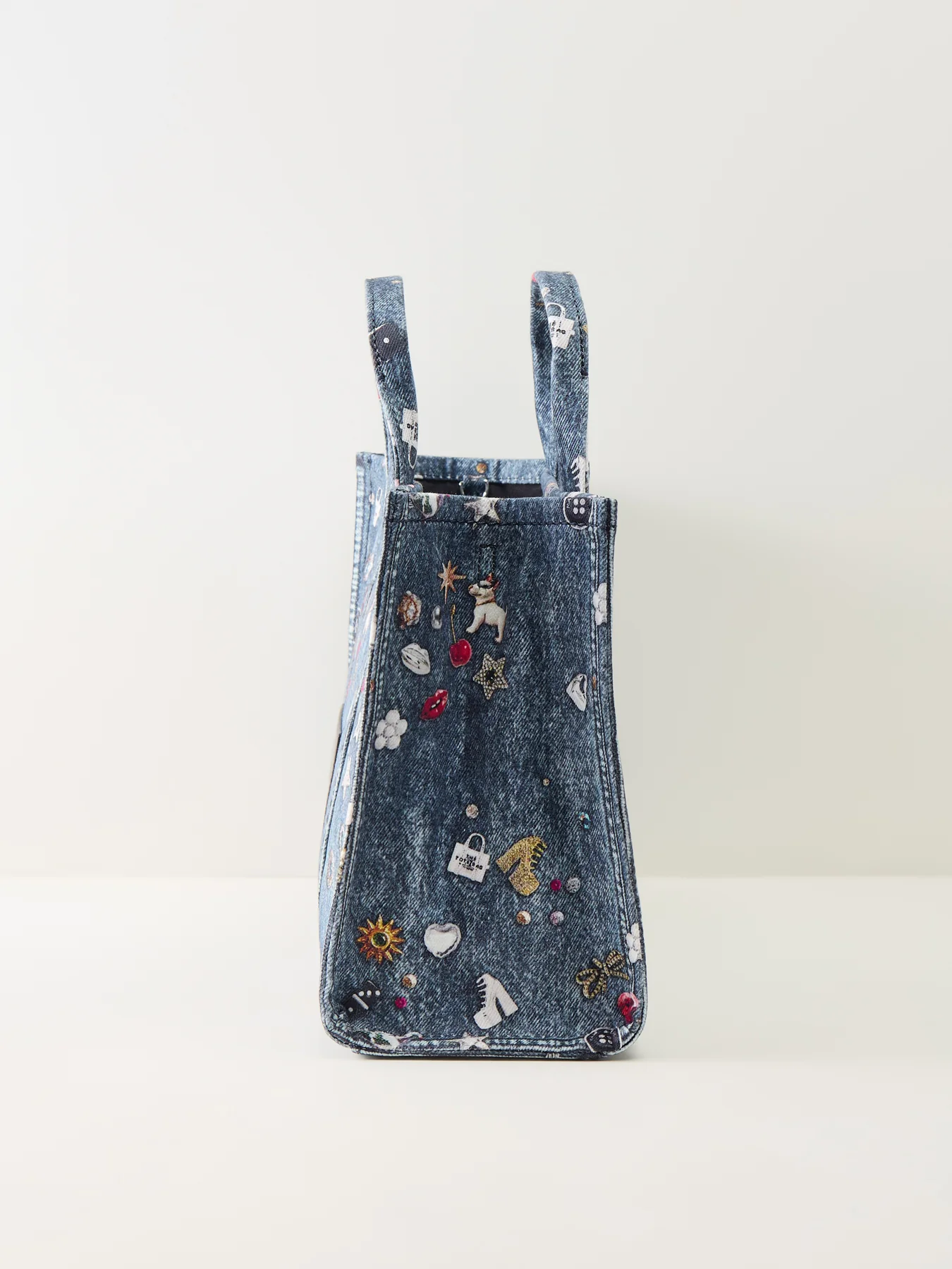 Trompe L’Oeil Trinket Canvas Medium Tote Bag Blue - Image 4