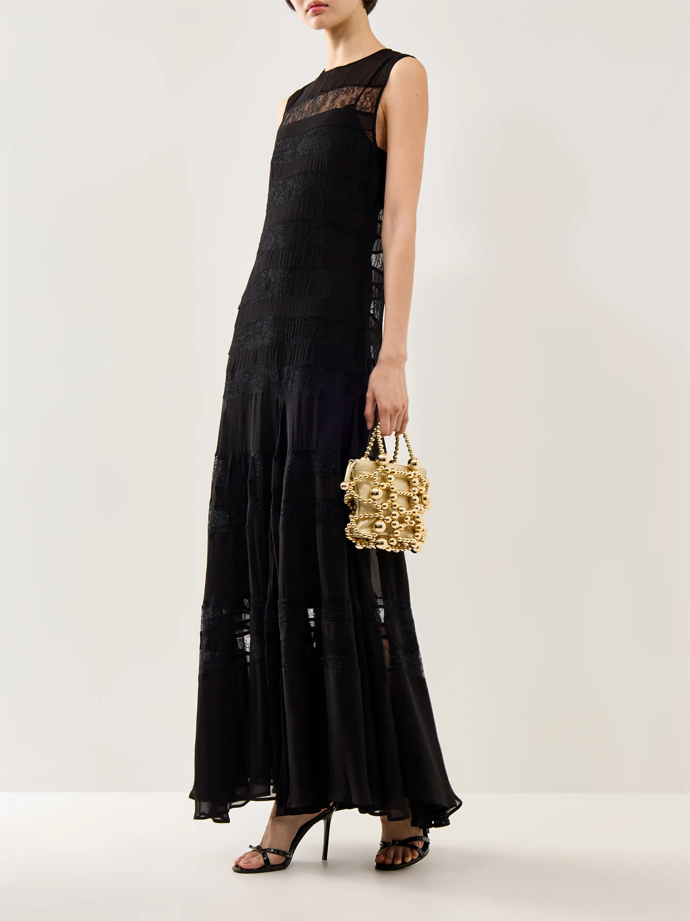 Gessy Lace Insert Maxi Dress Navy - Image 2