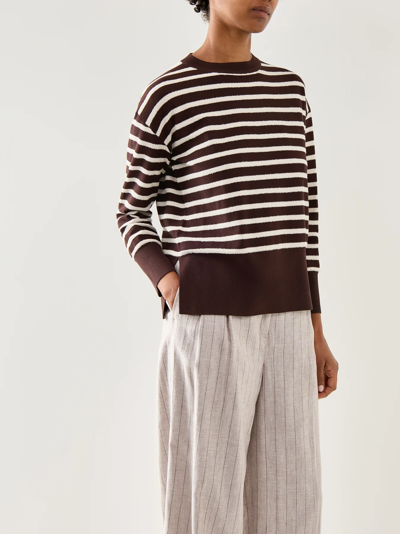 Sport Texas Crew Neck Striped Knitwear Brown - Image 4