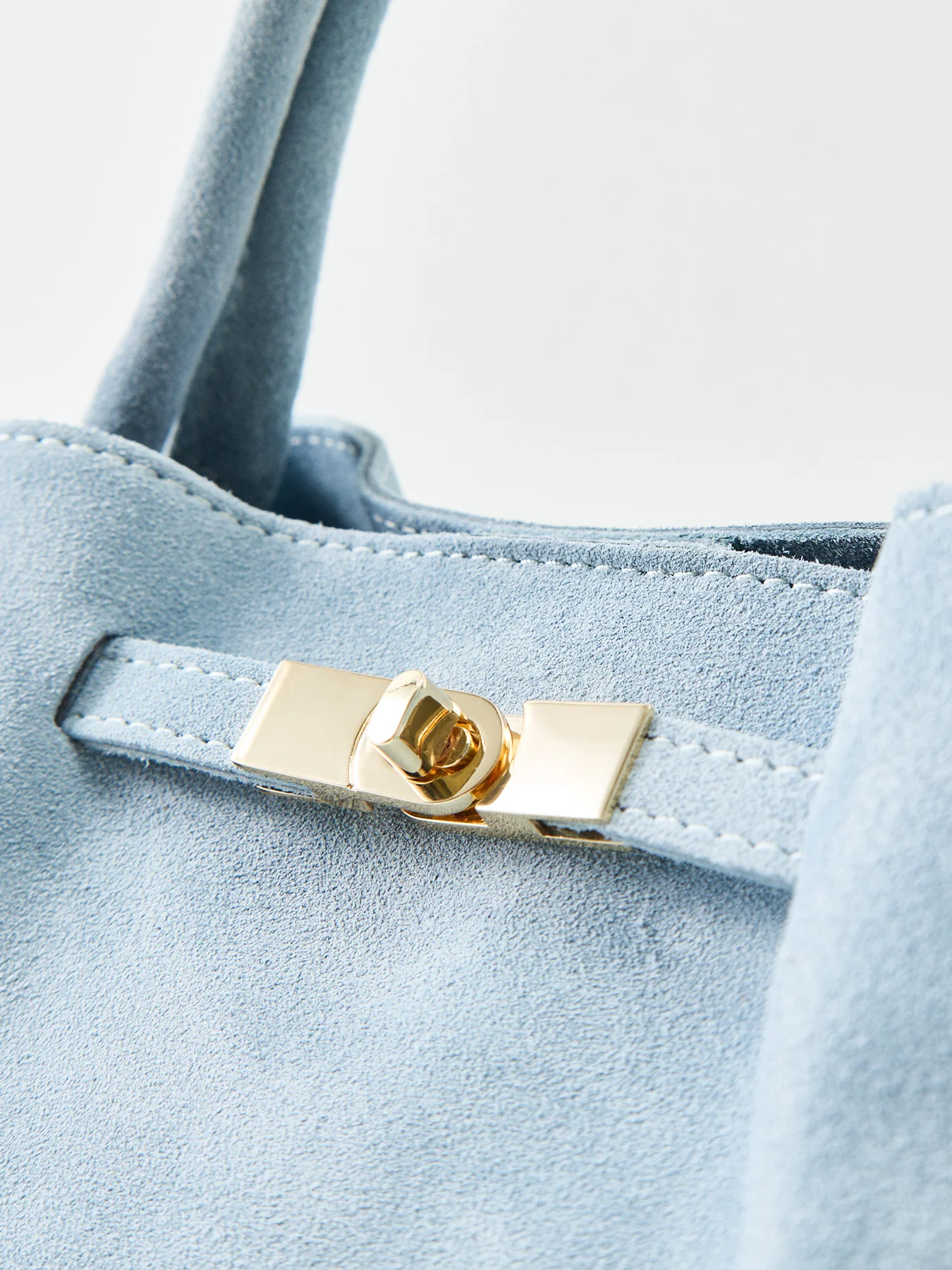Feny Suede Top Handle Tote Bag Blue - Image 5