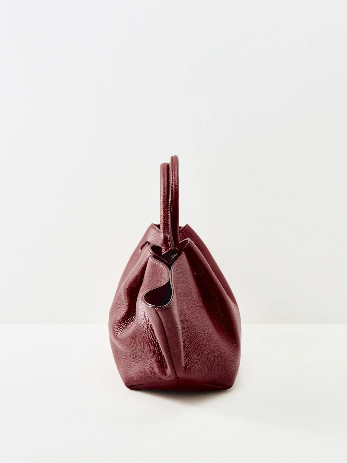 Feny Leather Top Handle Tote Bag Burgundy - Image 4