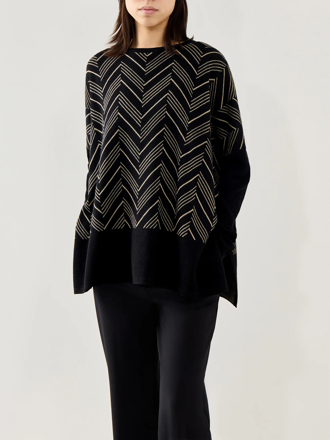 MaFeluca Lurex Jacquard Long Sleeve Top Black - Image 4