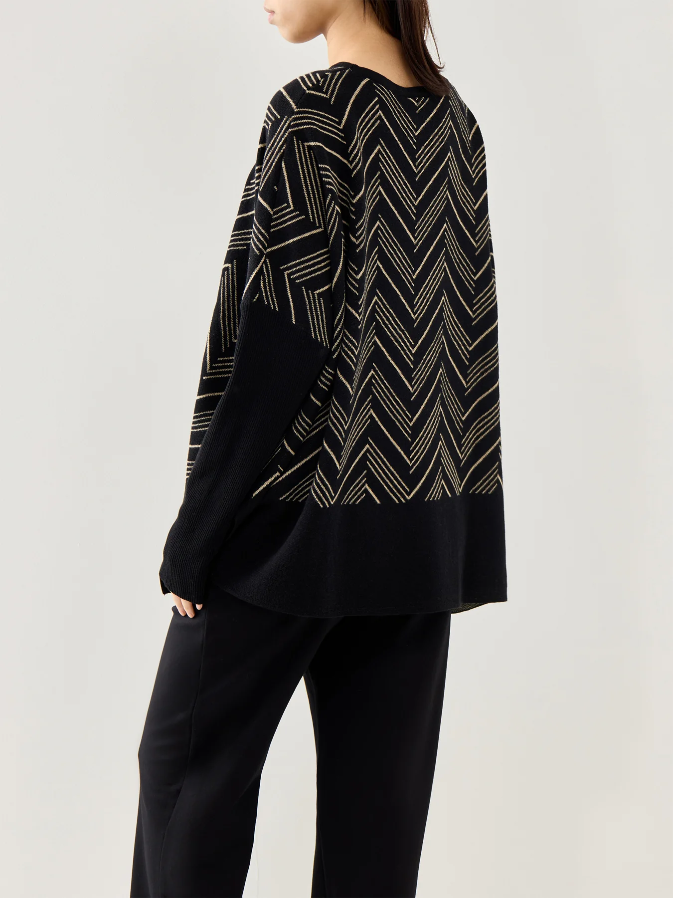 MaFeluca Lurex Jacquard Long Sleeve Top Black - Image 5