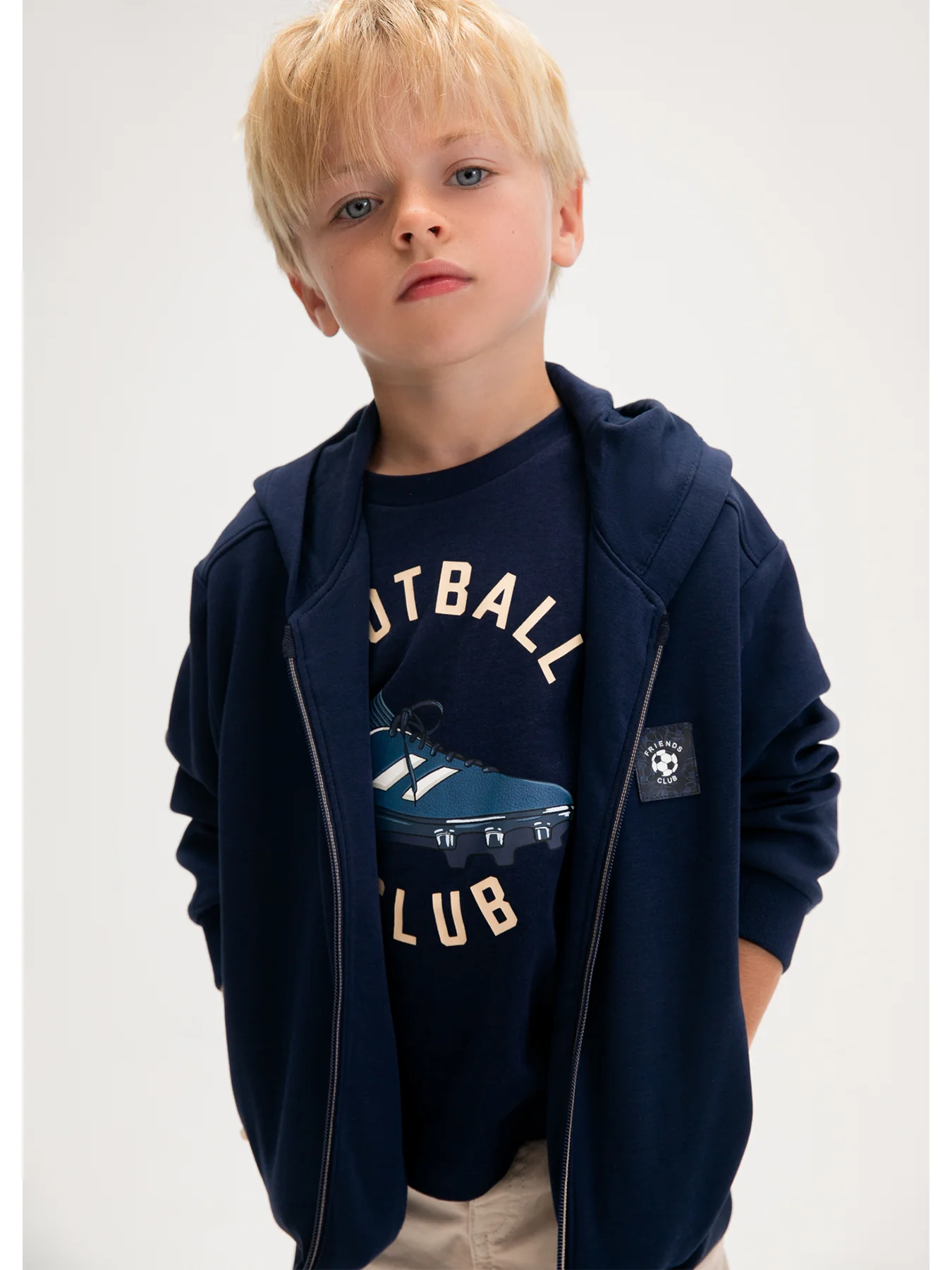 Kids' Football Hoodie Navy - Image 4