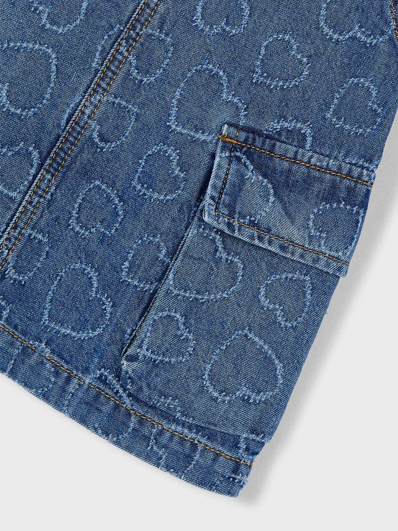 Kids’ Heart Denim Pinafore Skirt Blue - Image 3