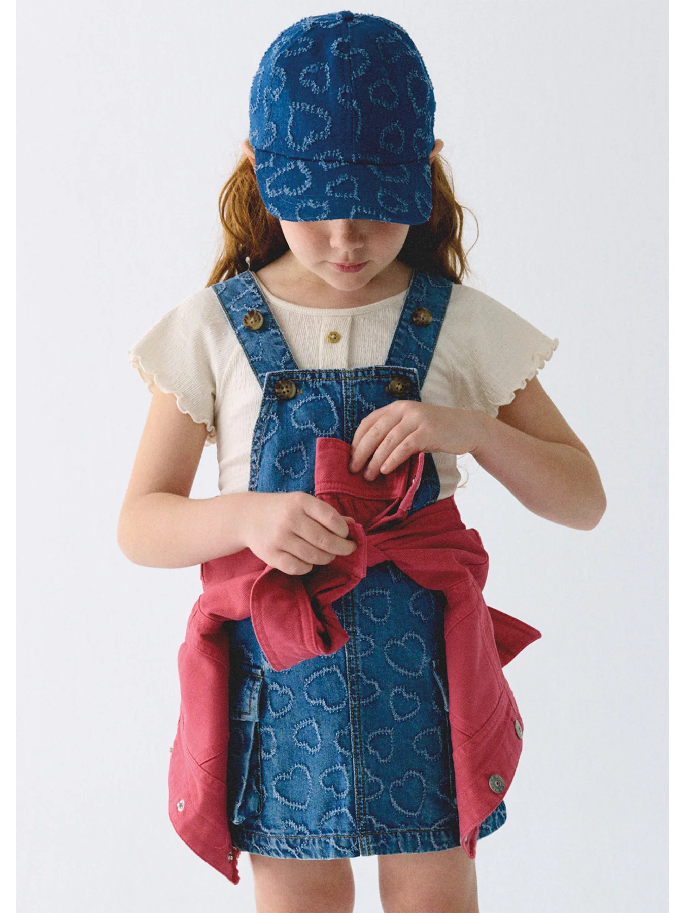 Kids’ Heart Denim Pinafore Skirt Blue - Image 4