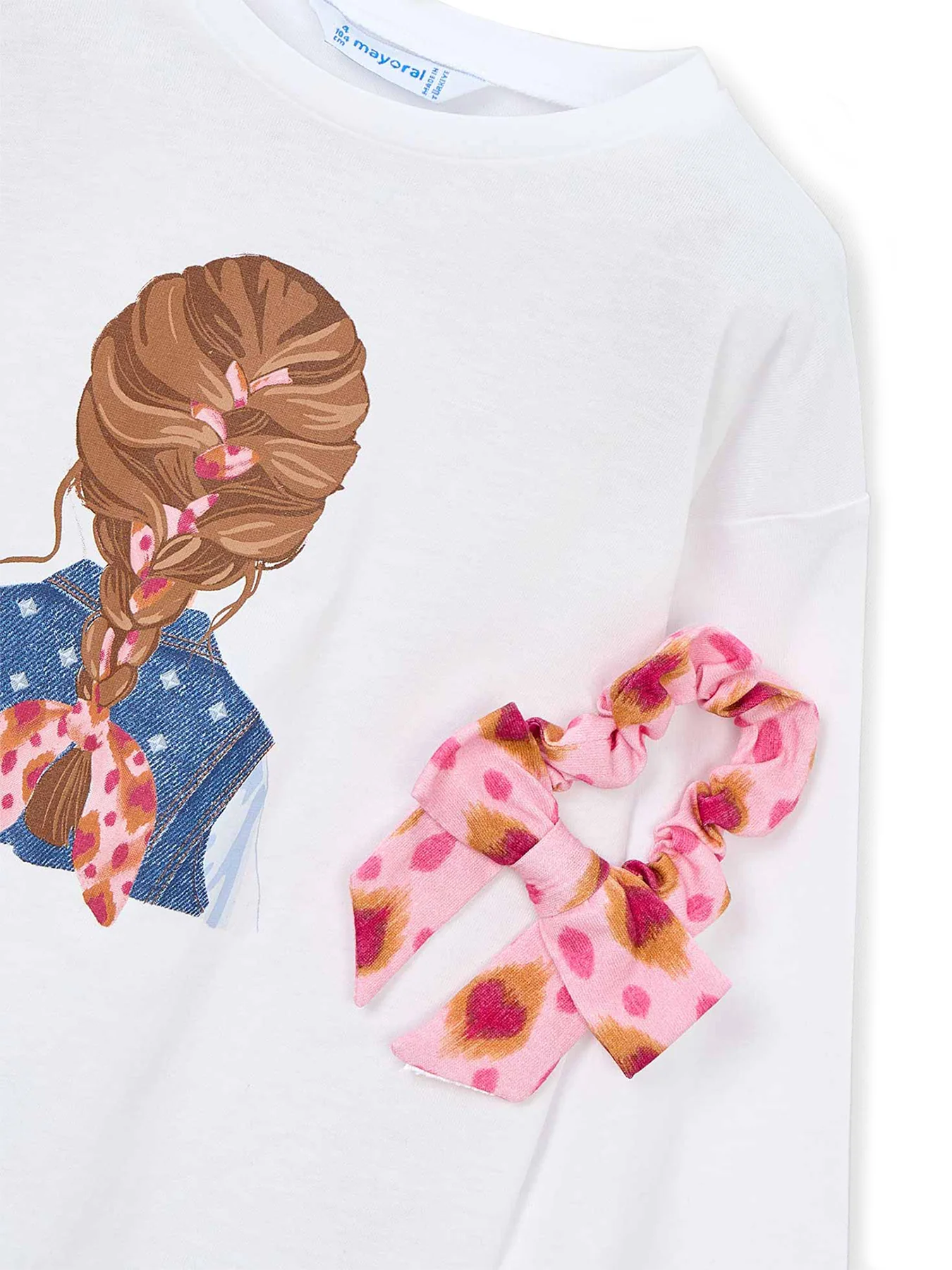 Kids’ Long Sleeve Ponytail T-Shirt White - Image 3