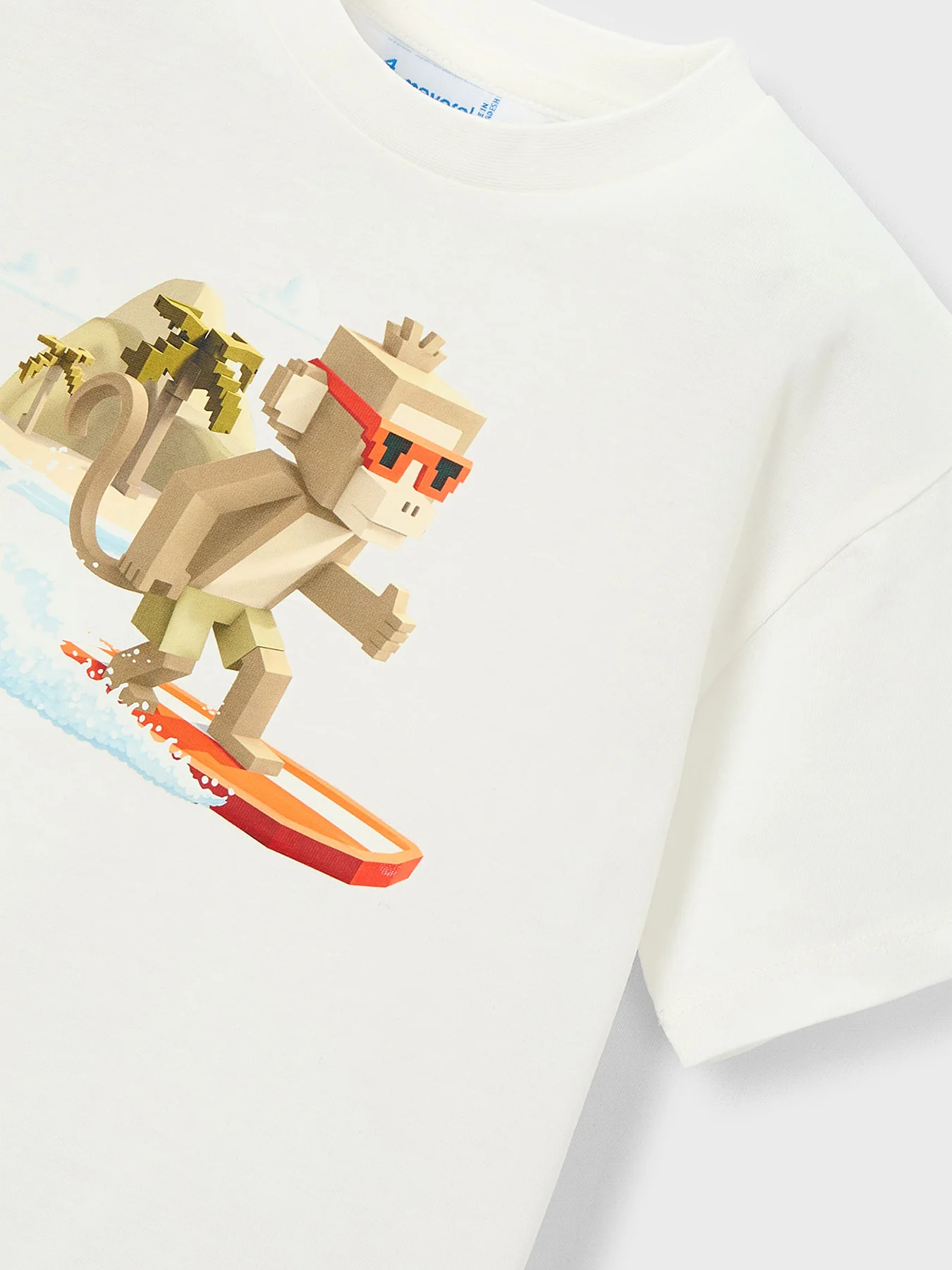 Kids’ Monkey Surf Short Sleeve T-Shirt White - Image 3