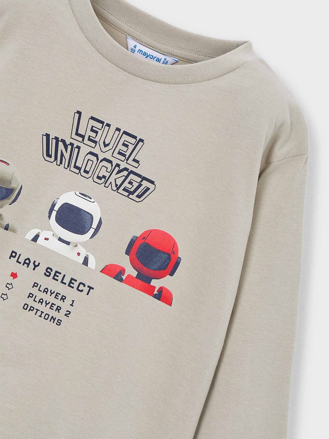Kids’ Robot Long Sleeve Top Stone - Image 3