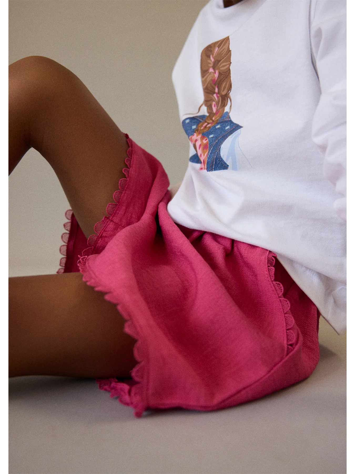 Kids’ Plain Shorts Pink - Image 5