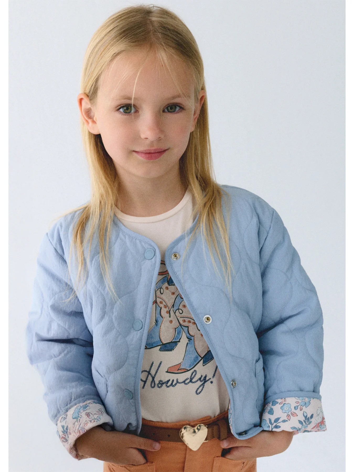 Kids' Reversible Padded Floral Jacket Sky Blue - Image 5