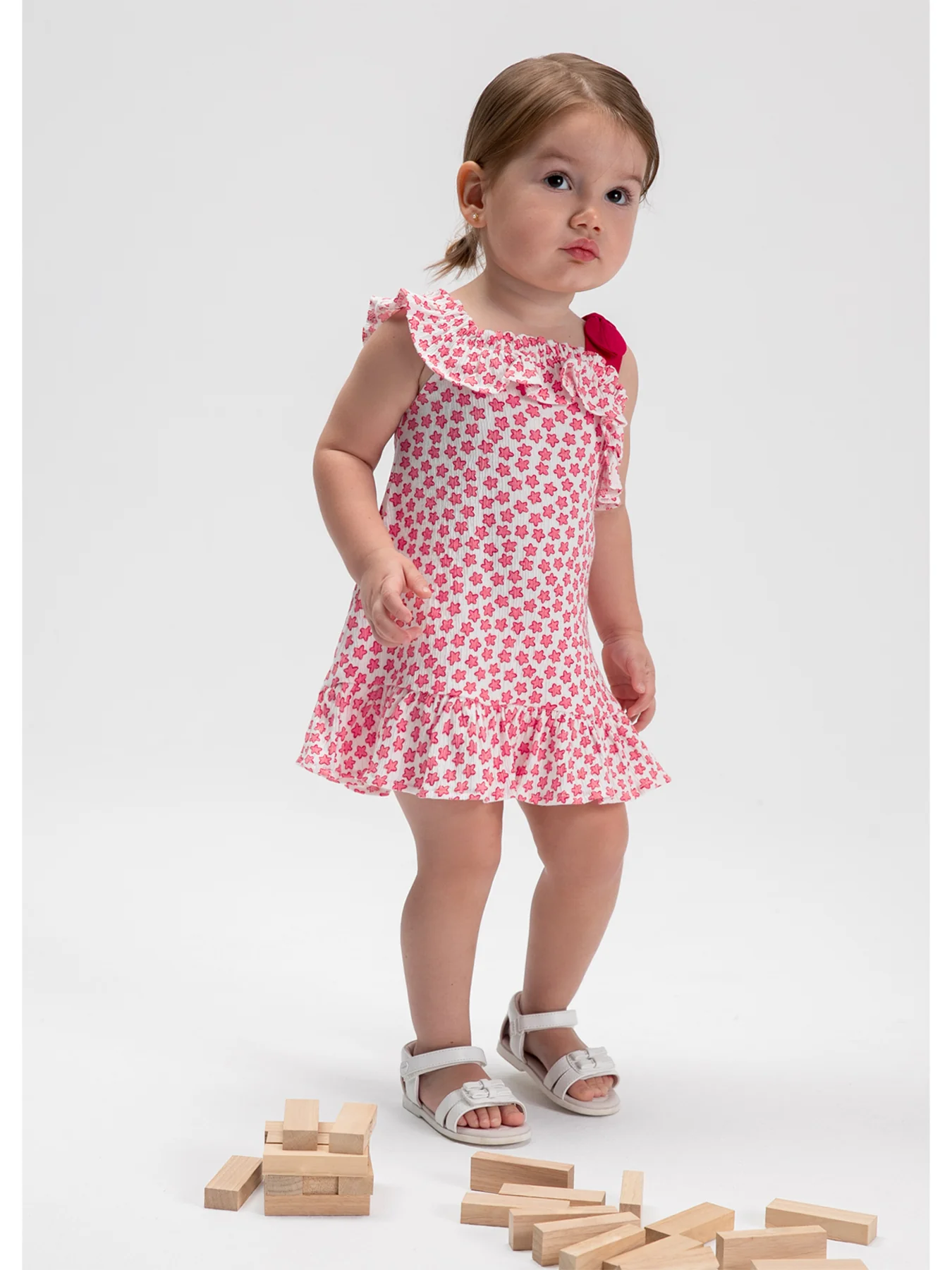 Baby Star Crinkled Dress Red - Image 4