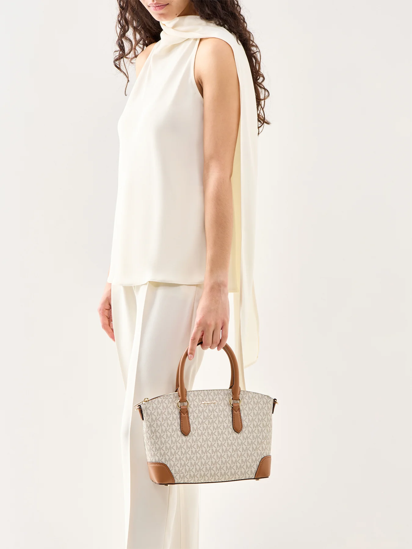 Murphy Signature Medium Dome Satchel Cream - Image 2