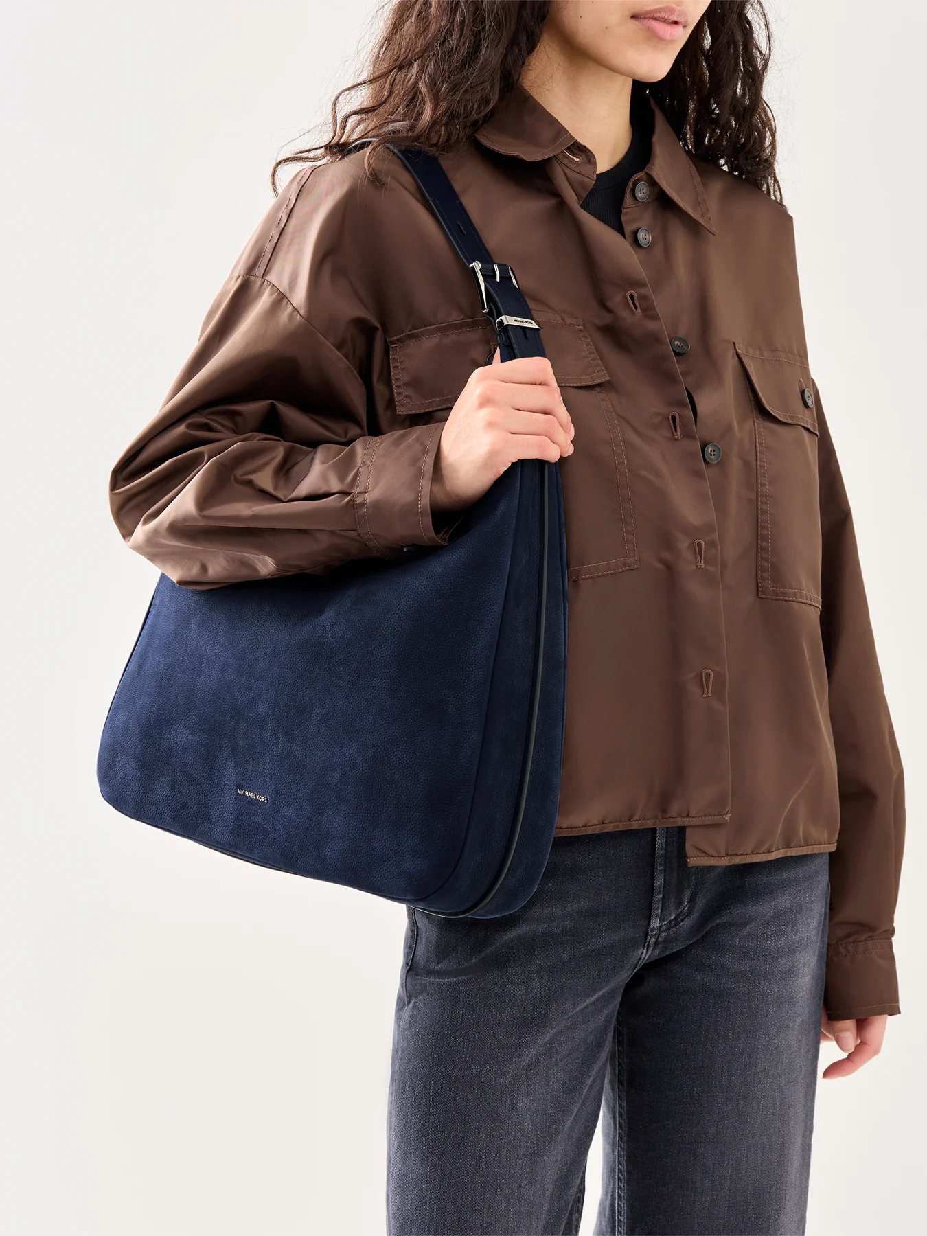 Nolita Suede Large Hobo Bag Blue - Image 2