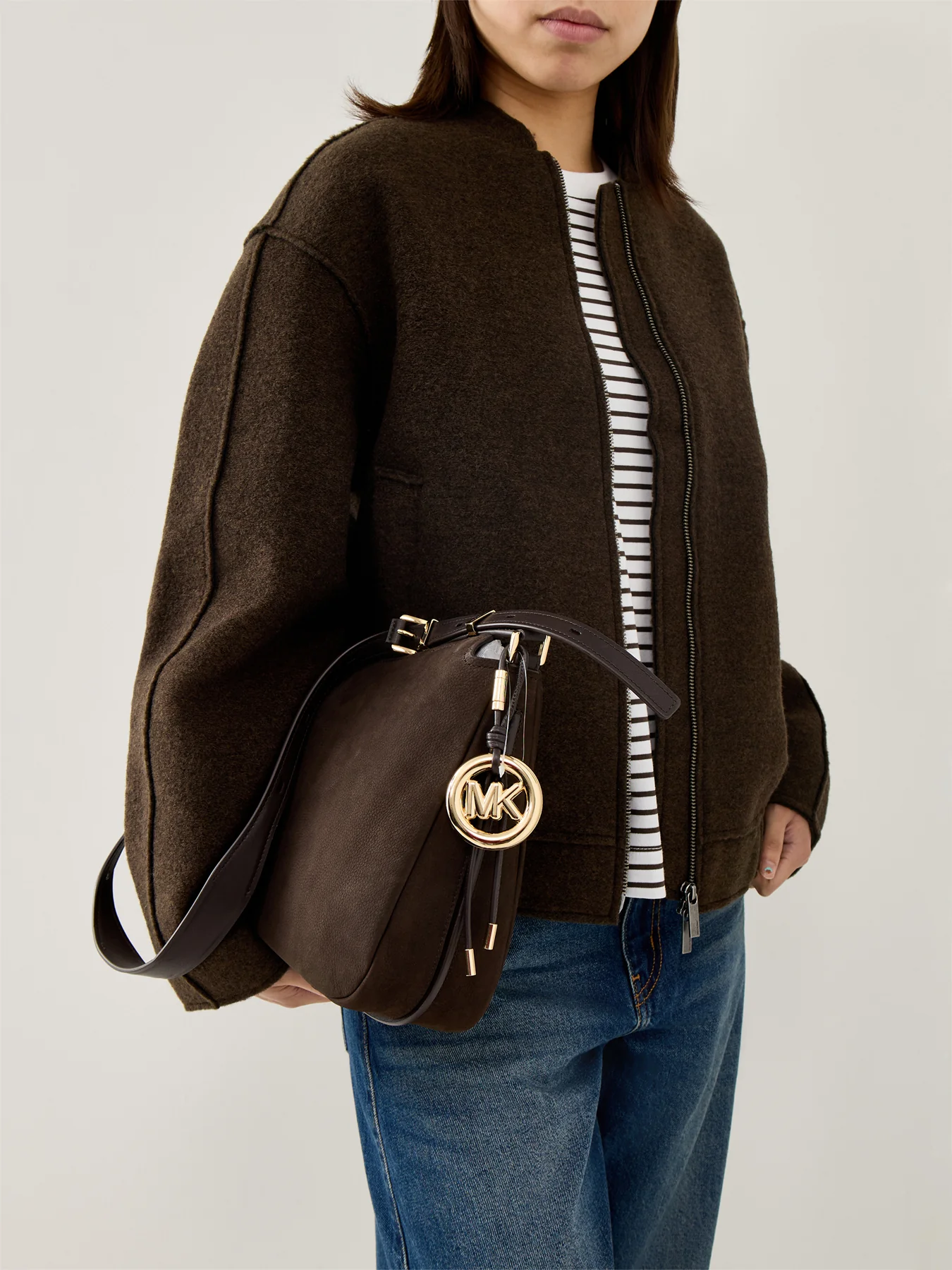 Nolita Suede Hobo Shoulder Chocolate Brown - Image 2