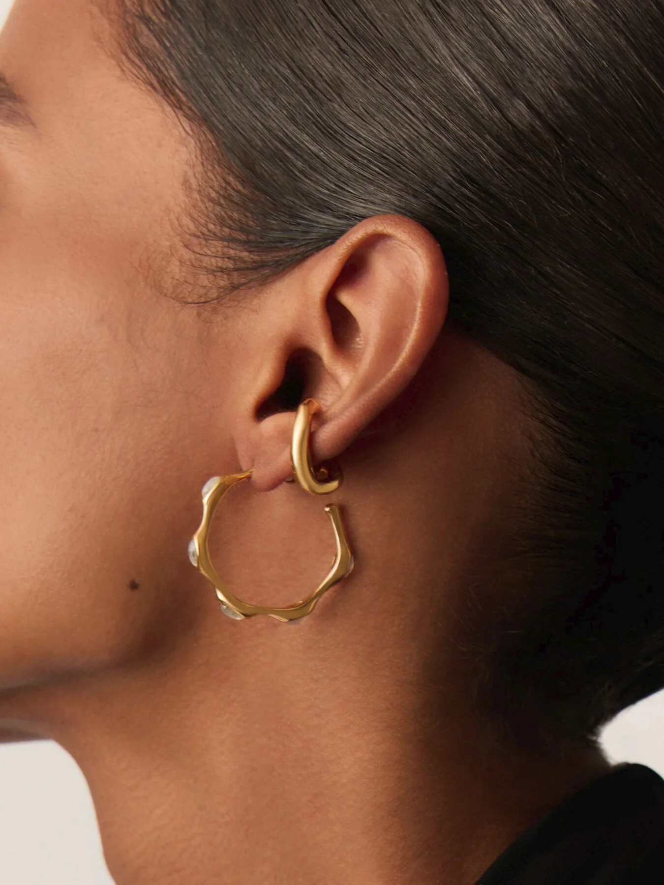 Magma Gemstone Medium Hoop Earrings - Image 2