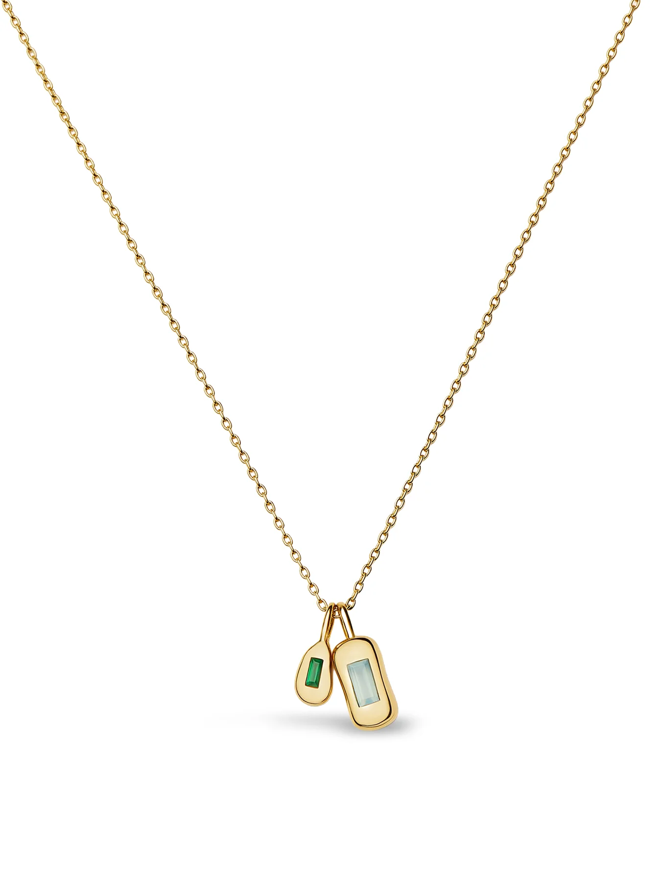 Molten Gemstone Pendant Necklace Gold