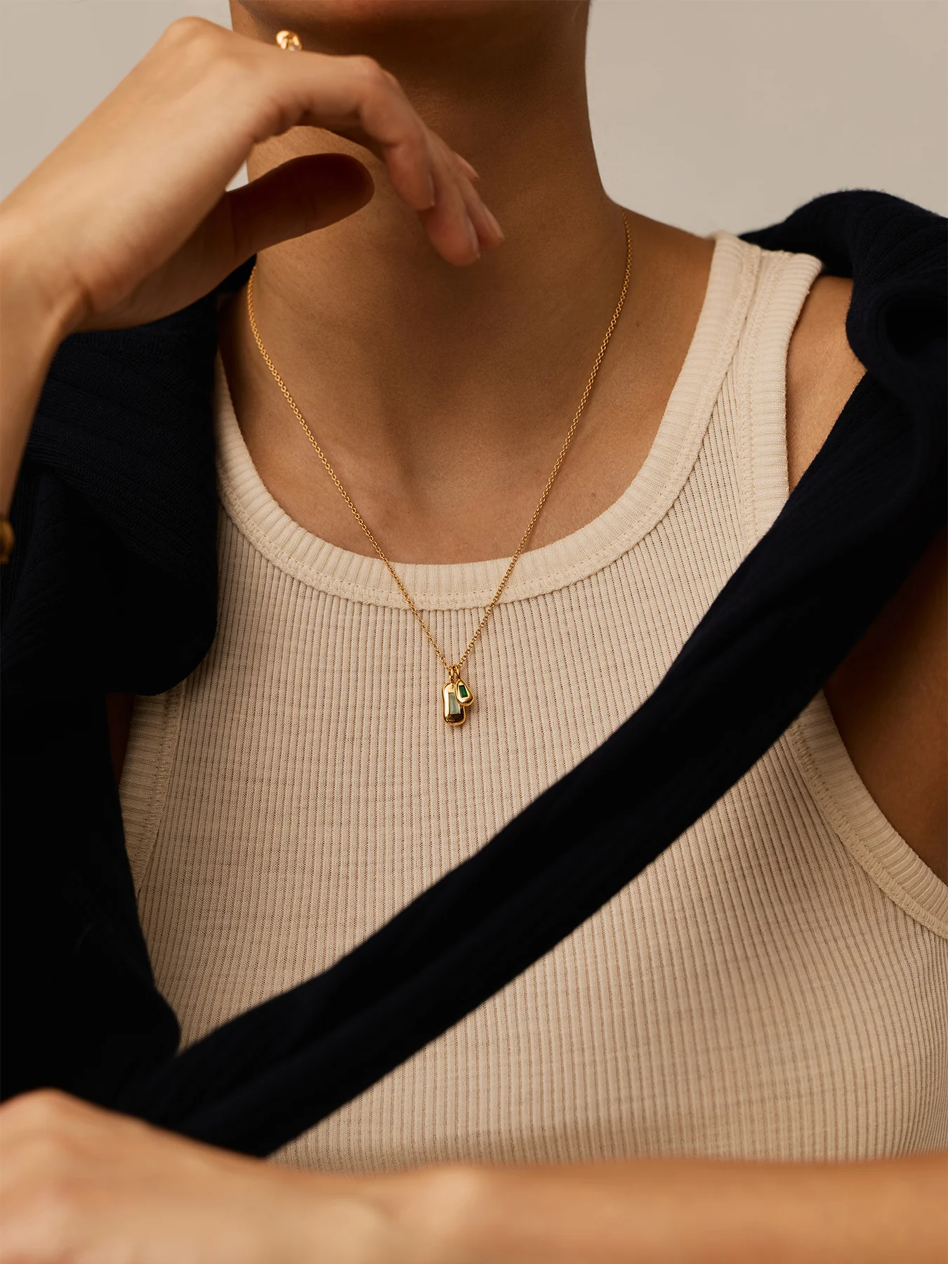 Molten Gemstone Pendant Necklace Gold - Image 2