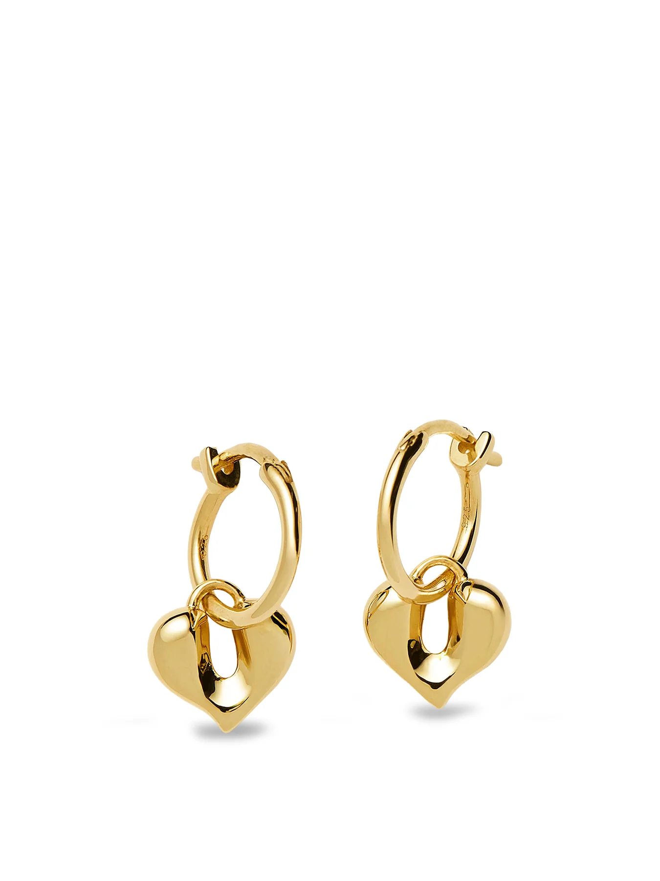 Molten Heart Charm Hoop Earrings Gold