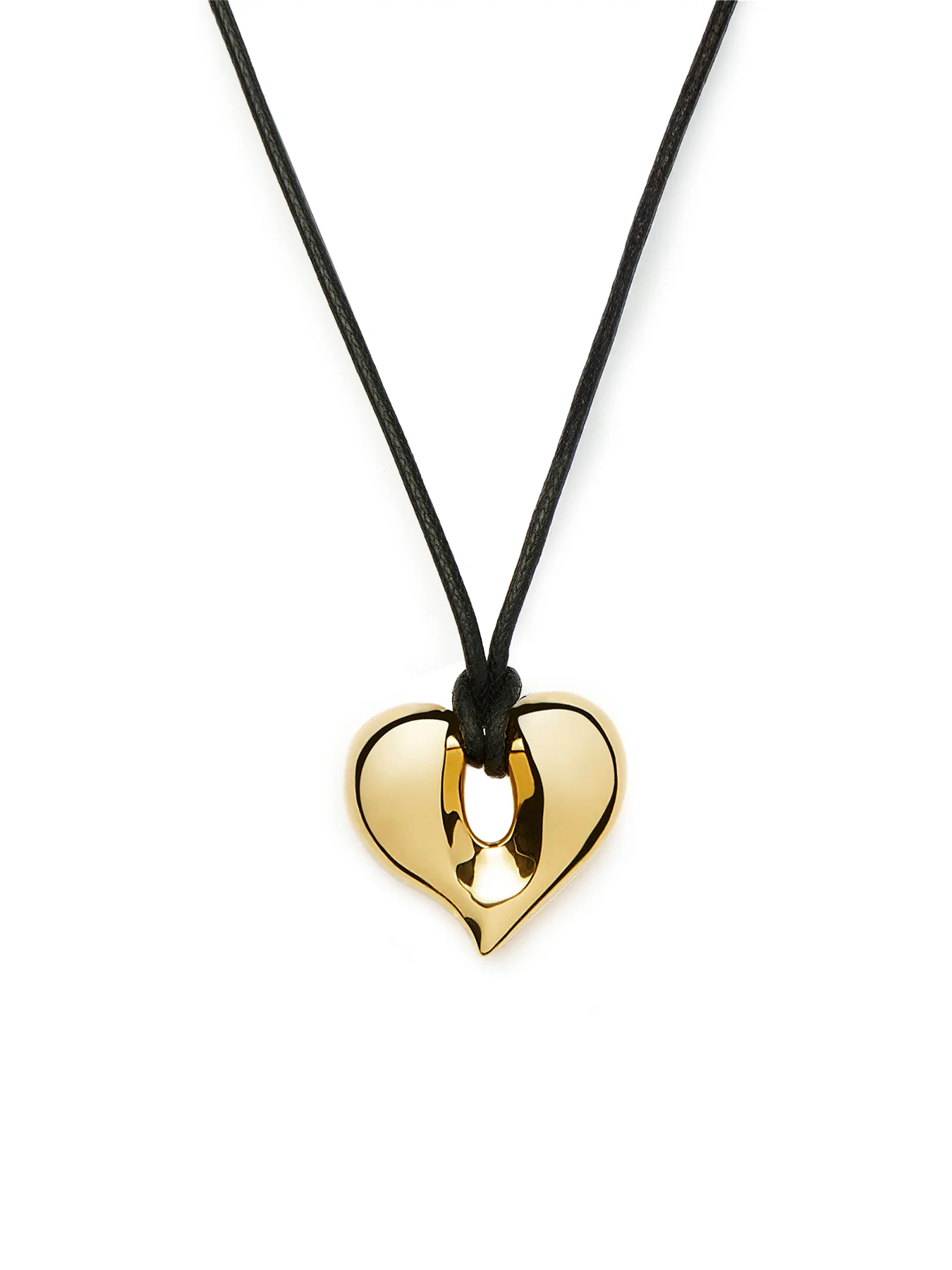 Molten Heart Pendant Cord Necklace Gold - Image 2