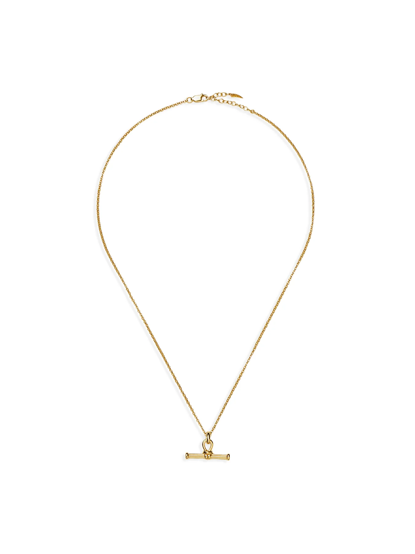 Ridge T Bar Chain Necklace Gold