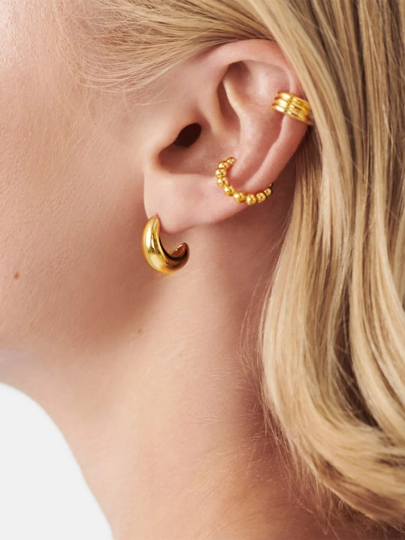 Savi Dome Mini Hoop Earrings Gold - Image 2