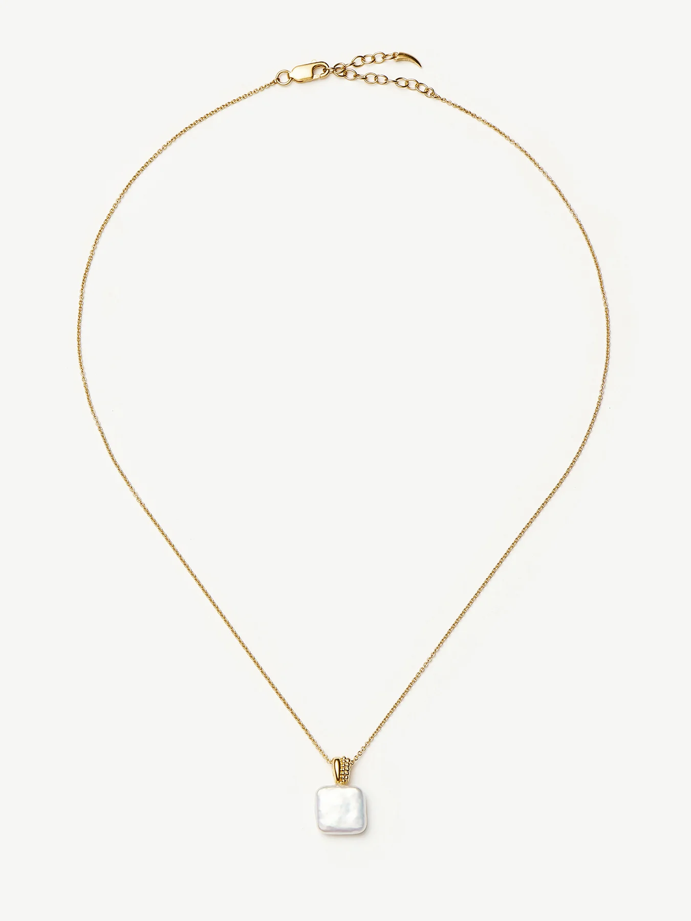 Square Pearl Pendant Necklace Gold - Image 3