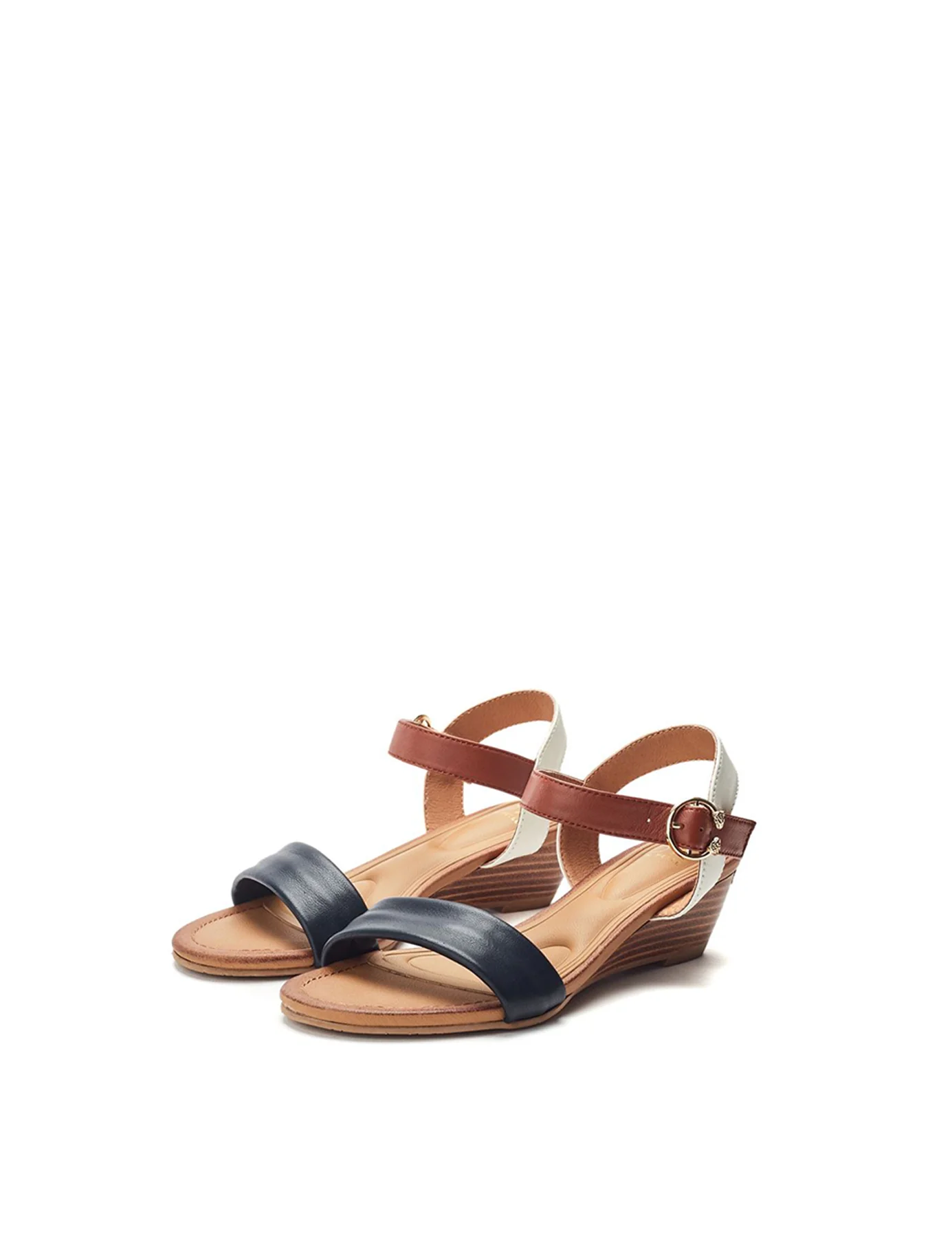 Mayapple Leather Heeled Sandals Navy - Image 2