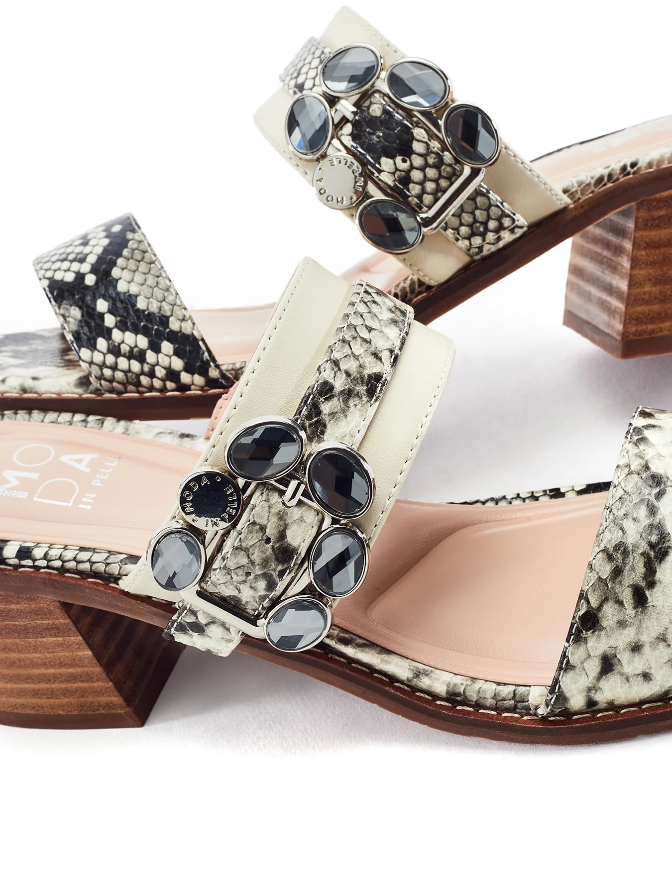 Mallorie Block Heel Sandals Snake Skin Print - Image 4
